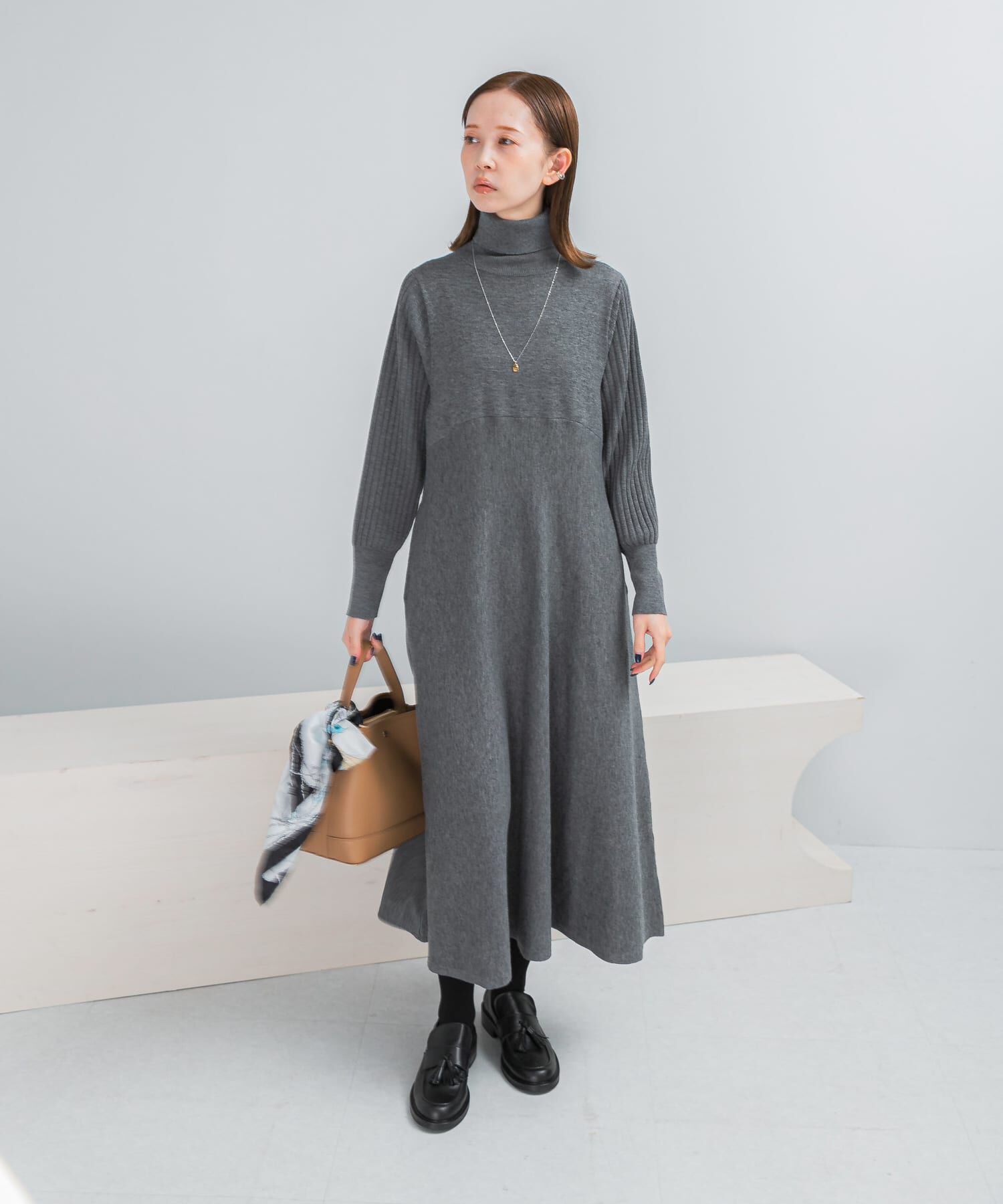 URBAN RESEARCH ROSSO「『WEB限定』タートルネックデザインスリーブワンピース」|ワンピース|