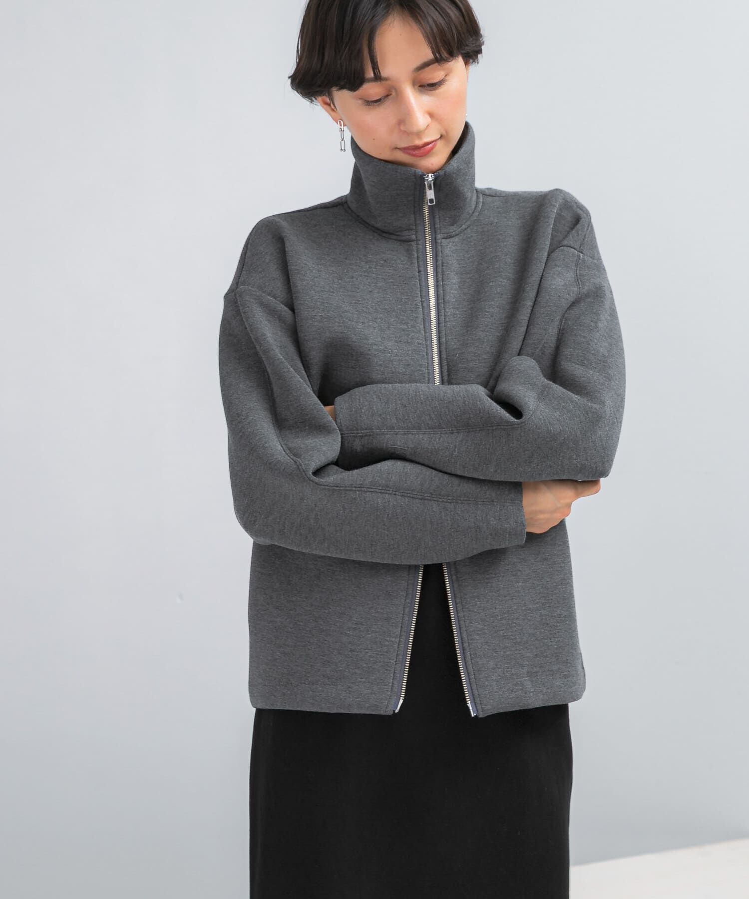 URBAN RESEARCH ROSSO「『WEB限定』刺繍スタンドダンボールブルゾン」|ノーカラーコート|