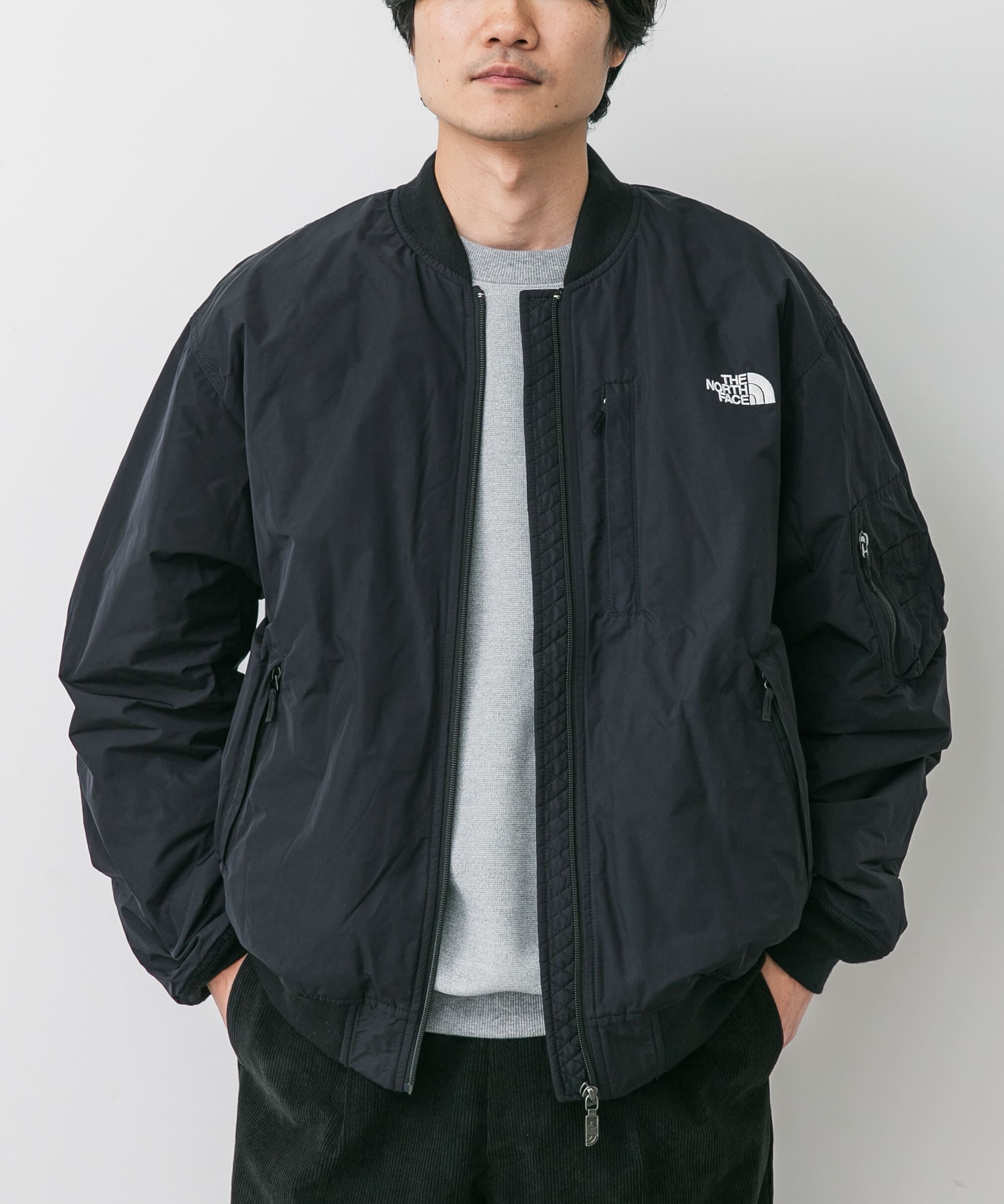 URBAN RESEARCH DOORS「THE NORTH FACE　Insulation Bomber Jacket」|ノーカラーコート|ブラック