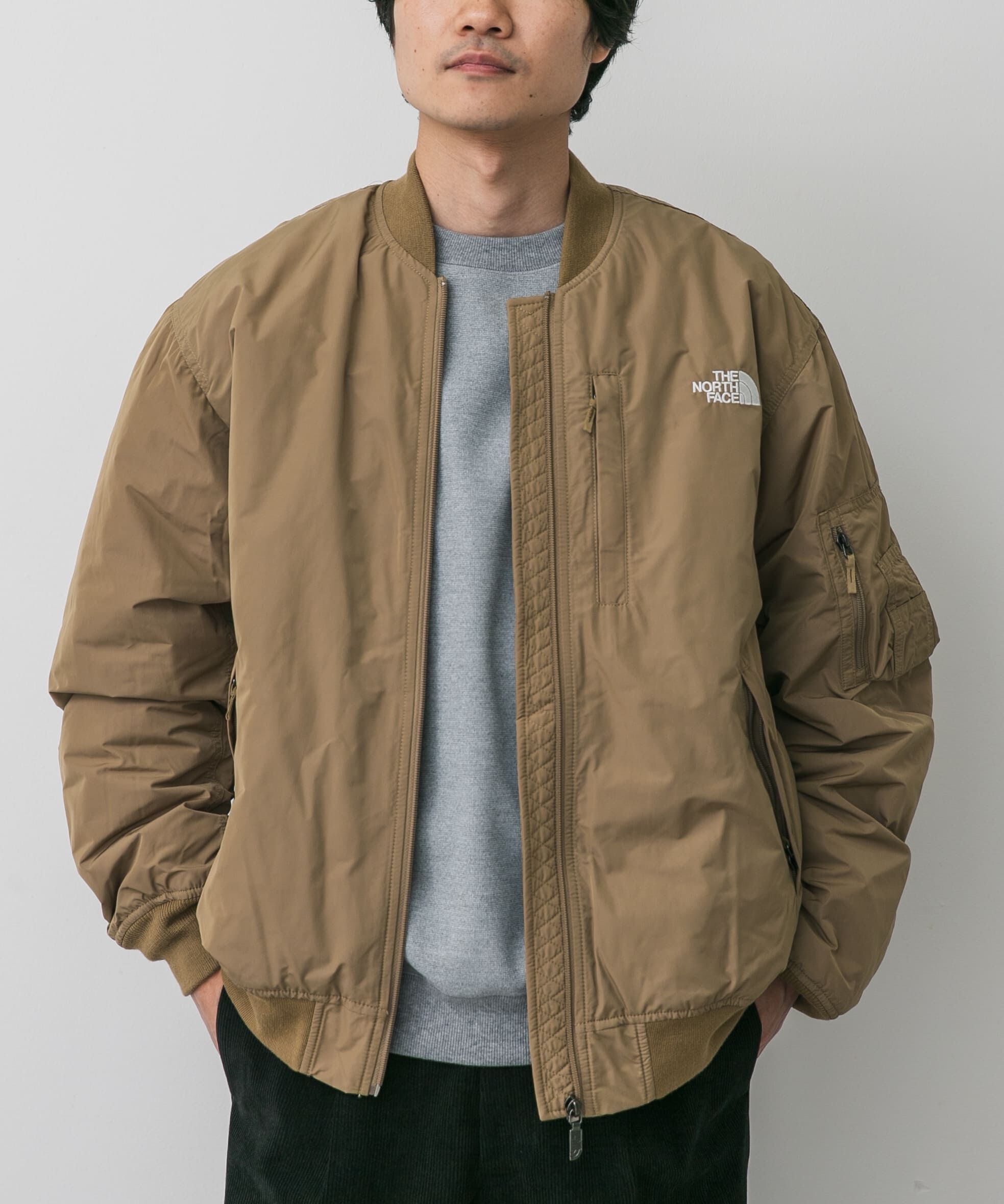 URBAN RESEARCH DOORS「THE NORTH FACE　Insulation Bomber Jacket」|ノーカラーコート|カーキ