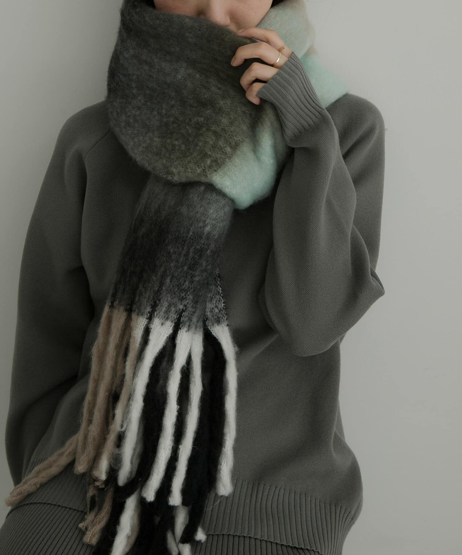 Sonny Label 「フラッフィーボリュームチェックマフラー」|マフラー|グリーン系その他