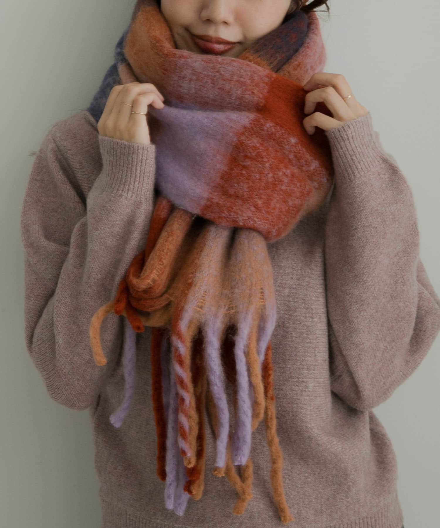 Sonny Label 「フラッフィーボリュームチェックマフラー」|マフラー|