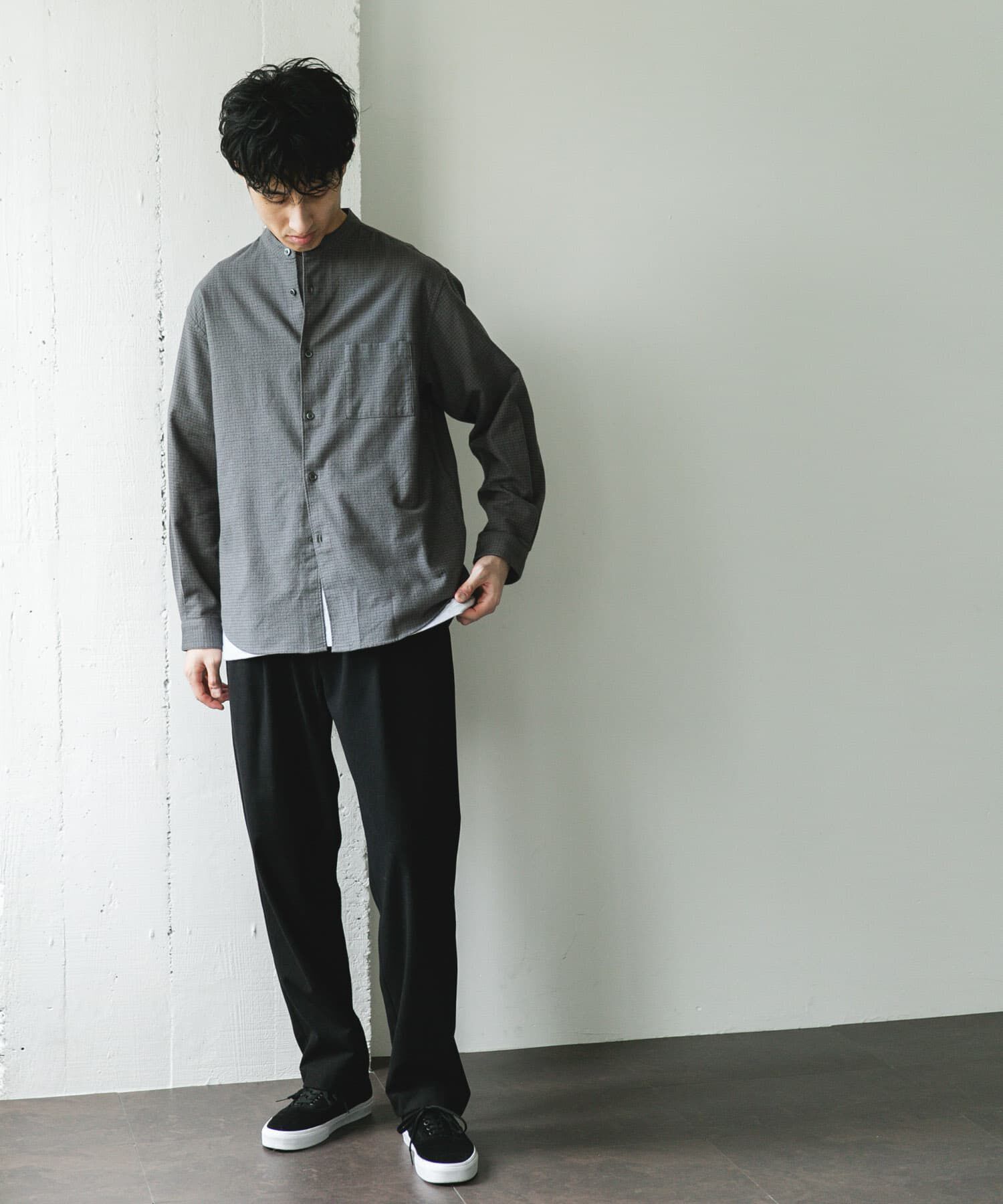 URBAN RESEARCH DOORS「防シワ起毛ネルバンドカラーシャツ」|シャツ・ブラウス|