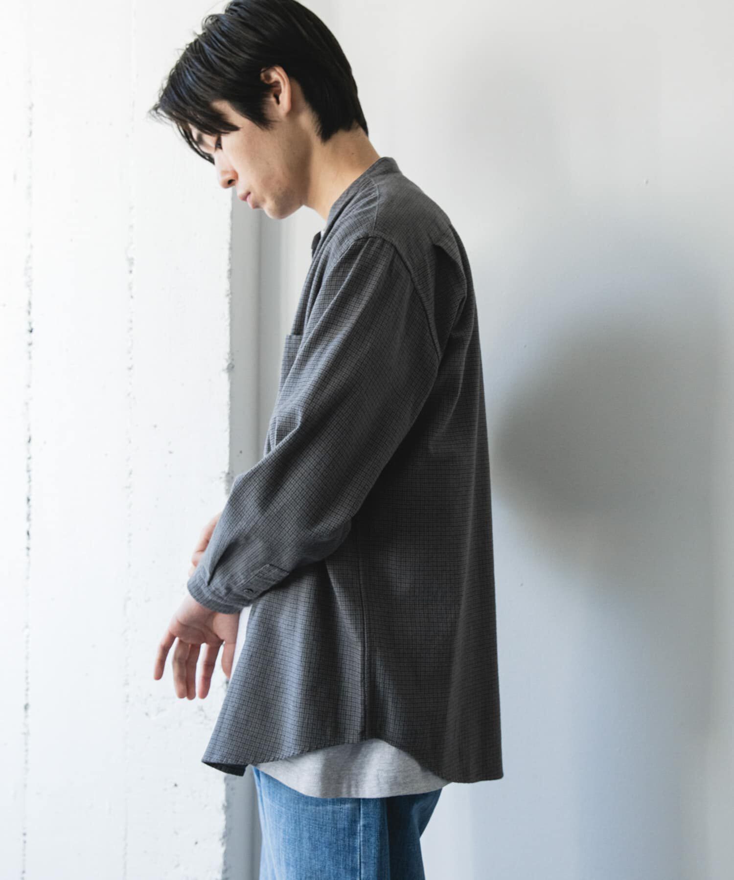 URBAN RESEARCH DOORS「防シワ起毛ネルバンドカラーシャツ」|シャツ・ブラウス|