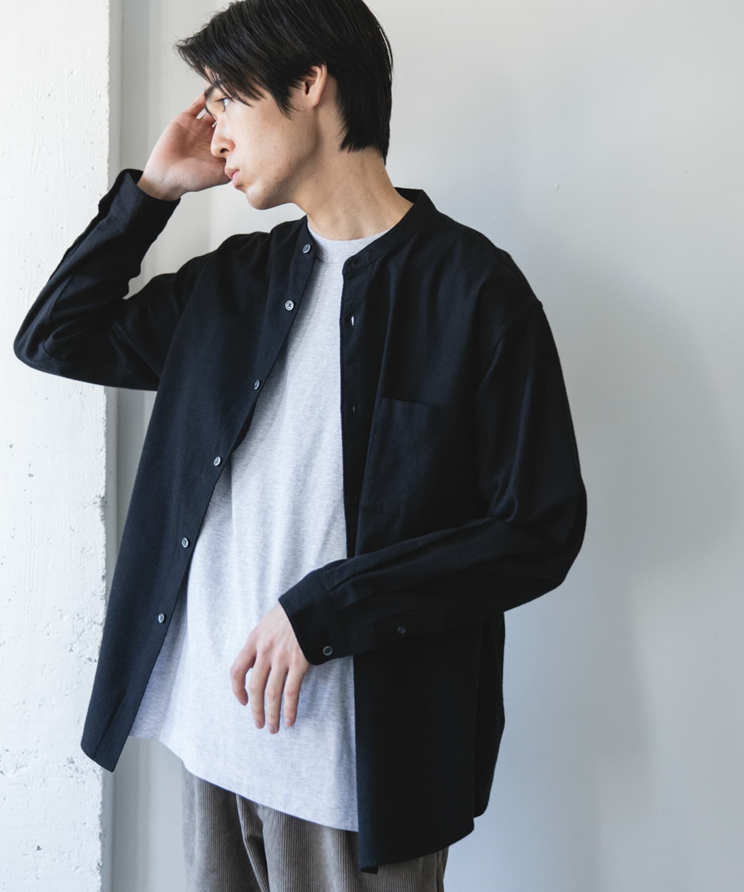 URBAN RESEARCH DOORS「防シワ起毛ネルバンドカラーシャツ」|シャツ・ブラウス|