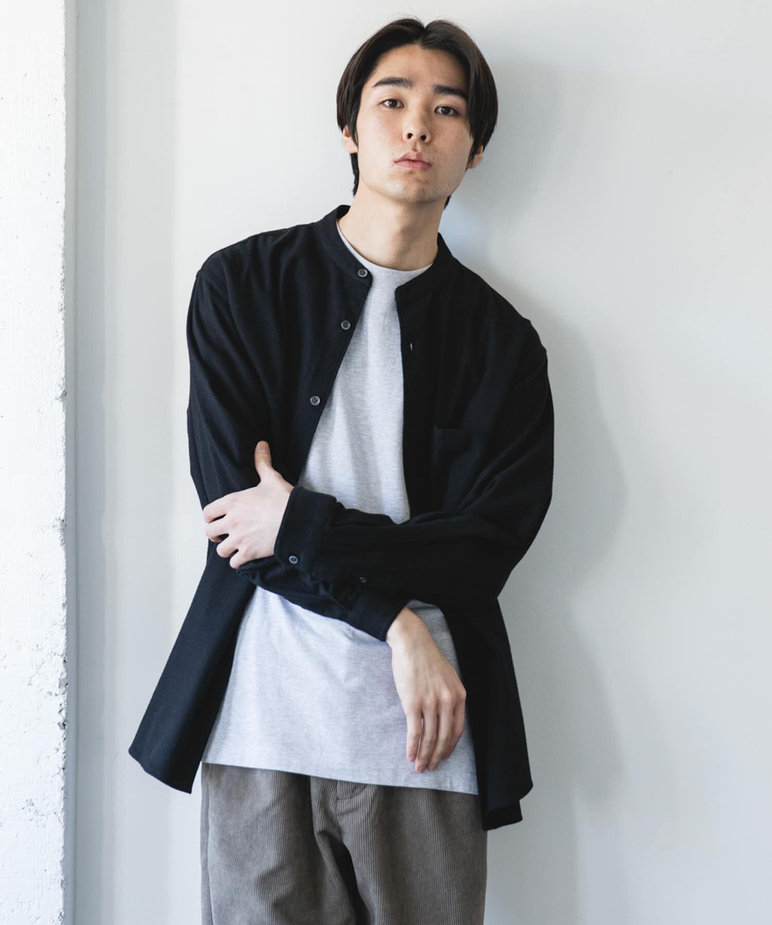 URBAN RESEARCH DOORS「防シワ起毛ネルバンドカラーシャツ」|シャツ・ブラウス|