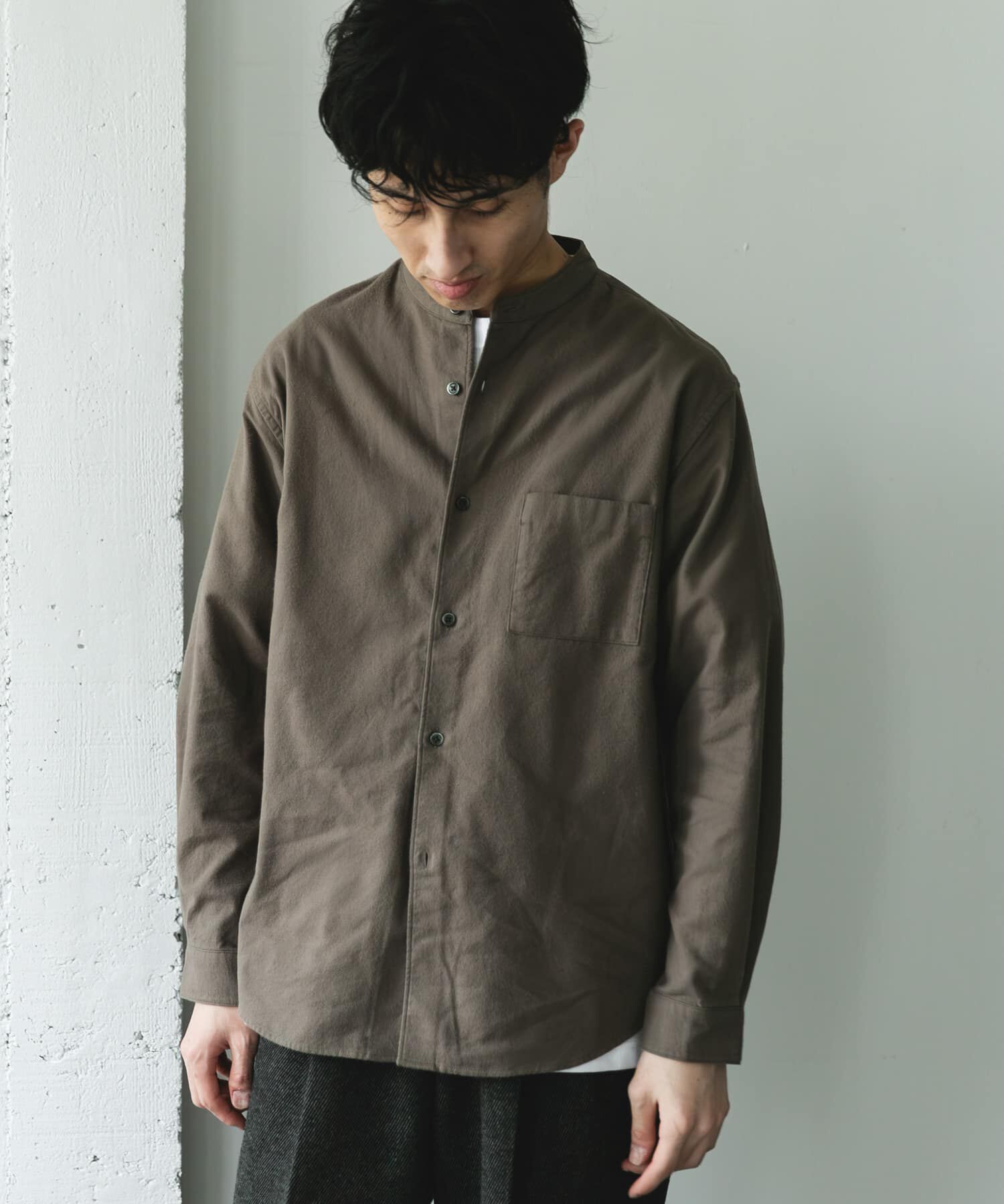 URBAN RESEARCH DOORS「防シワ起毛ネルバンドカラーシャツ」|シャツ・ブラウス|