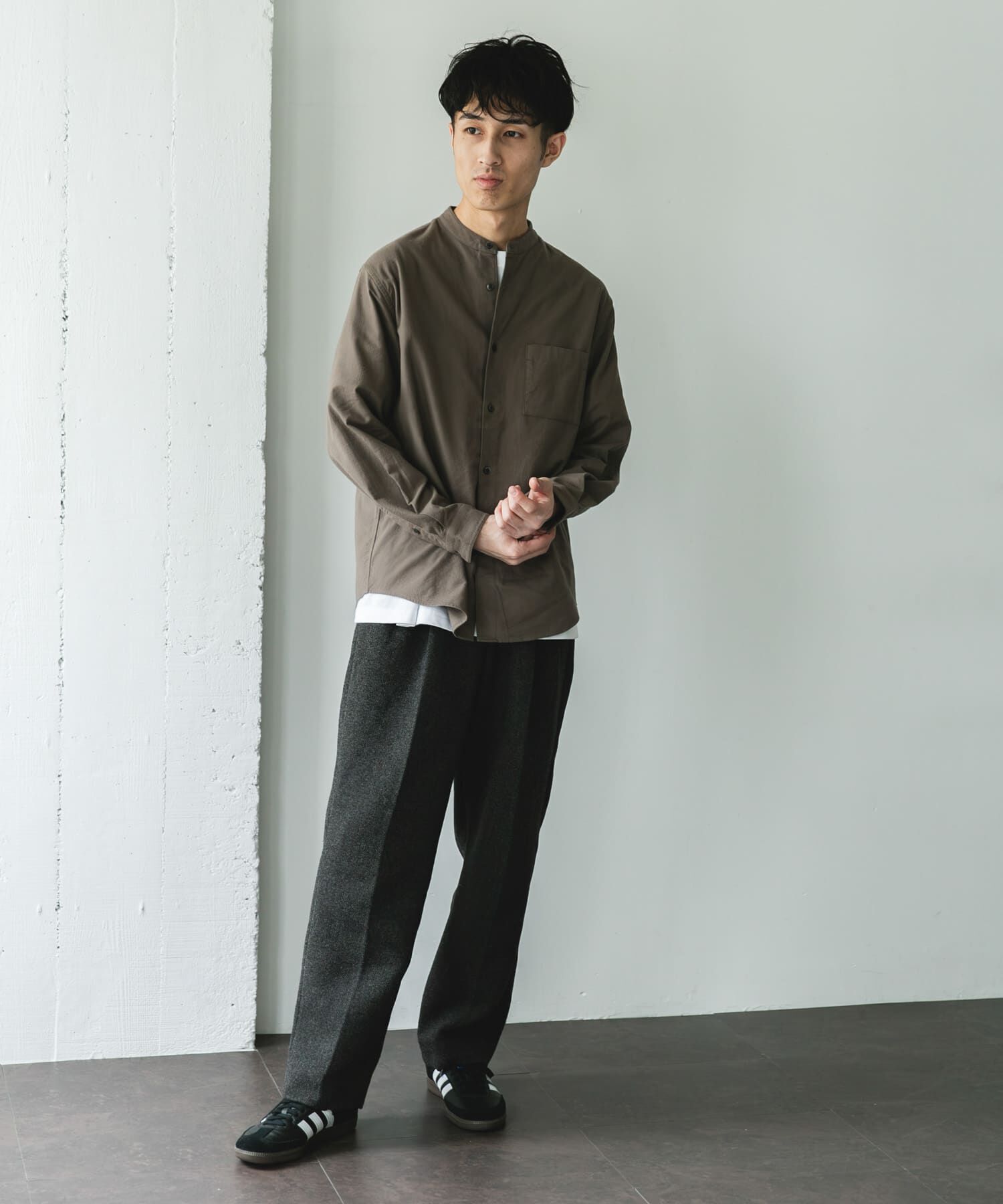 URBAN RESEARCH DOORS「防シワ起毛ネルバンドカラーシャツ」|シャツ・ブラウス|