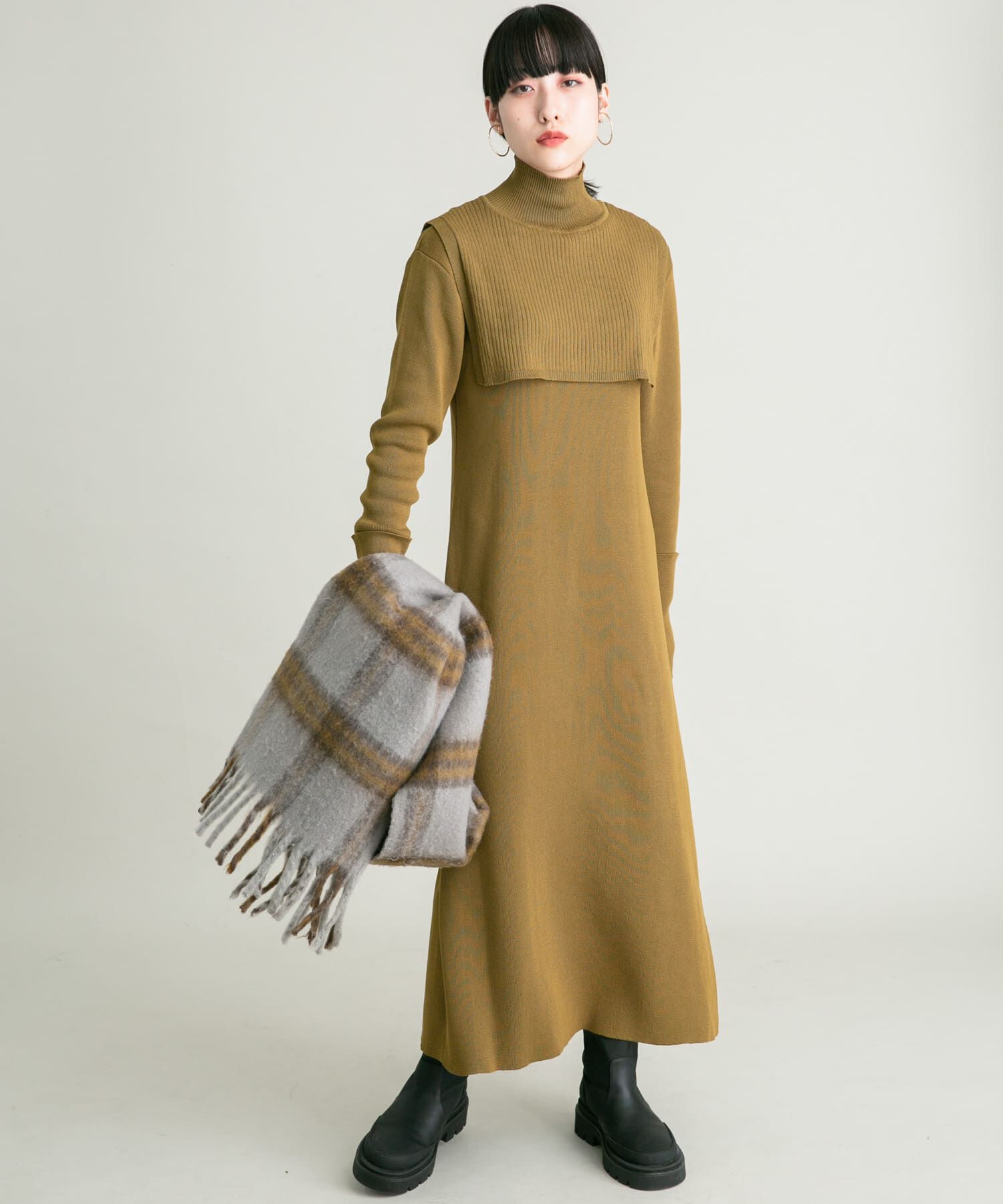  「BIGフリンジチェックストール」|マフラー|