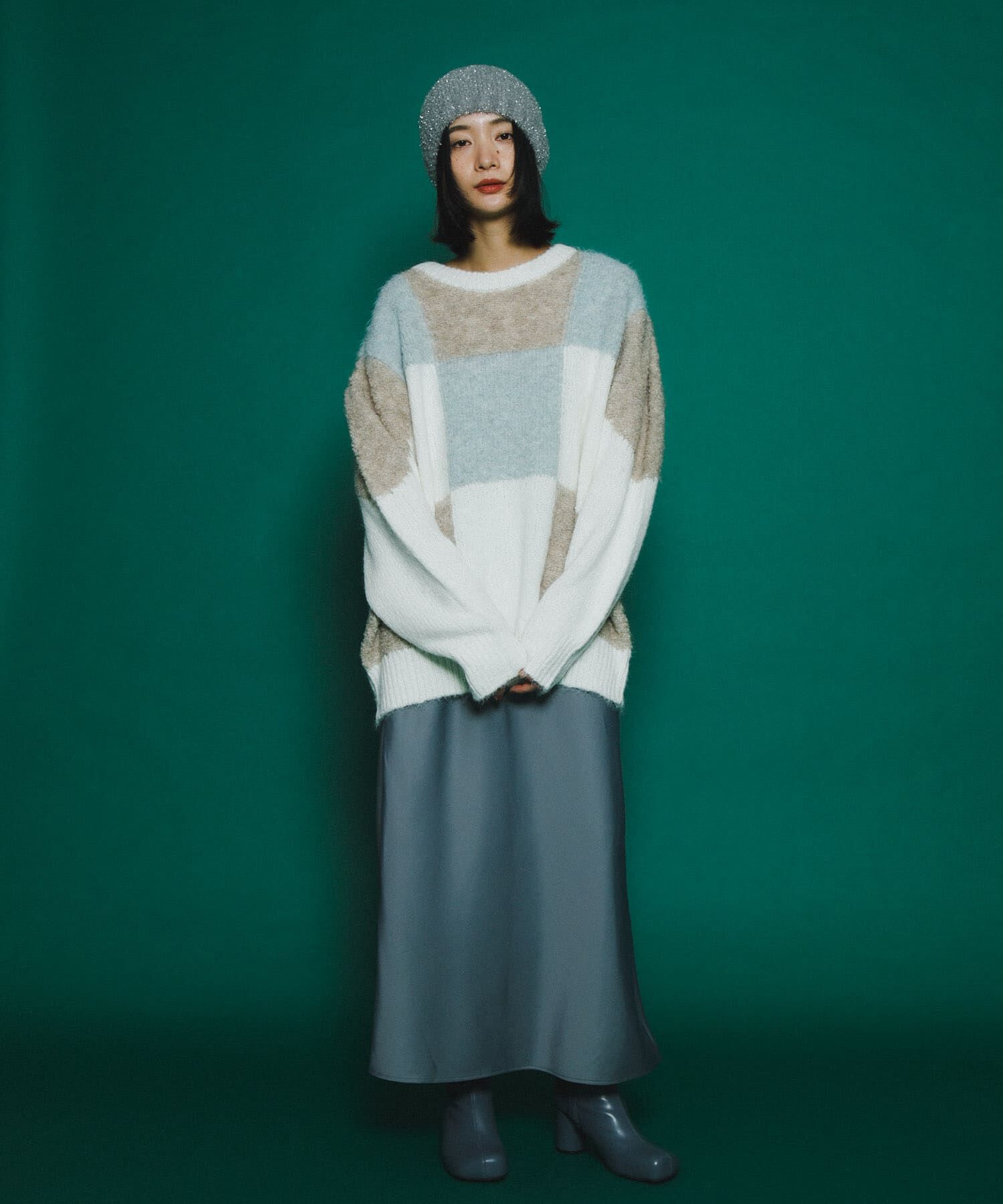  「ブロックチェックニット」|ニット・セーター|