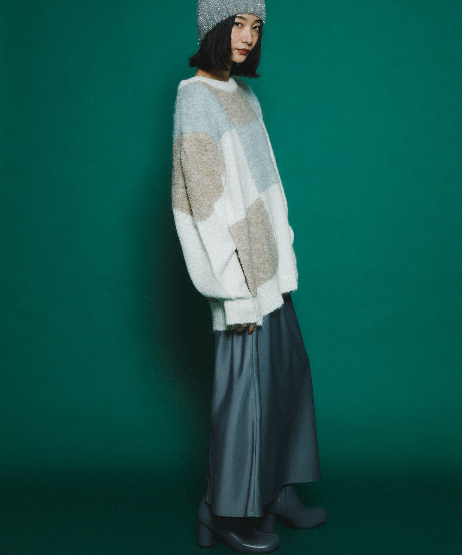  「ブロックチェックニット」|ニット・セーター|