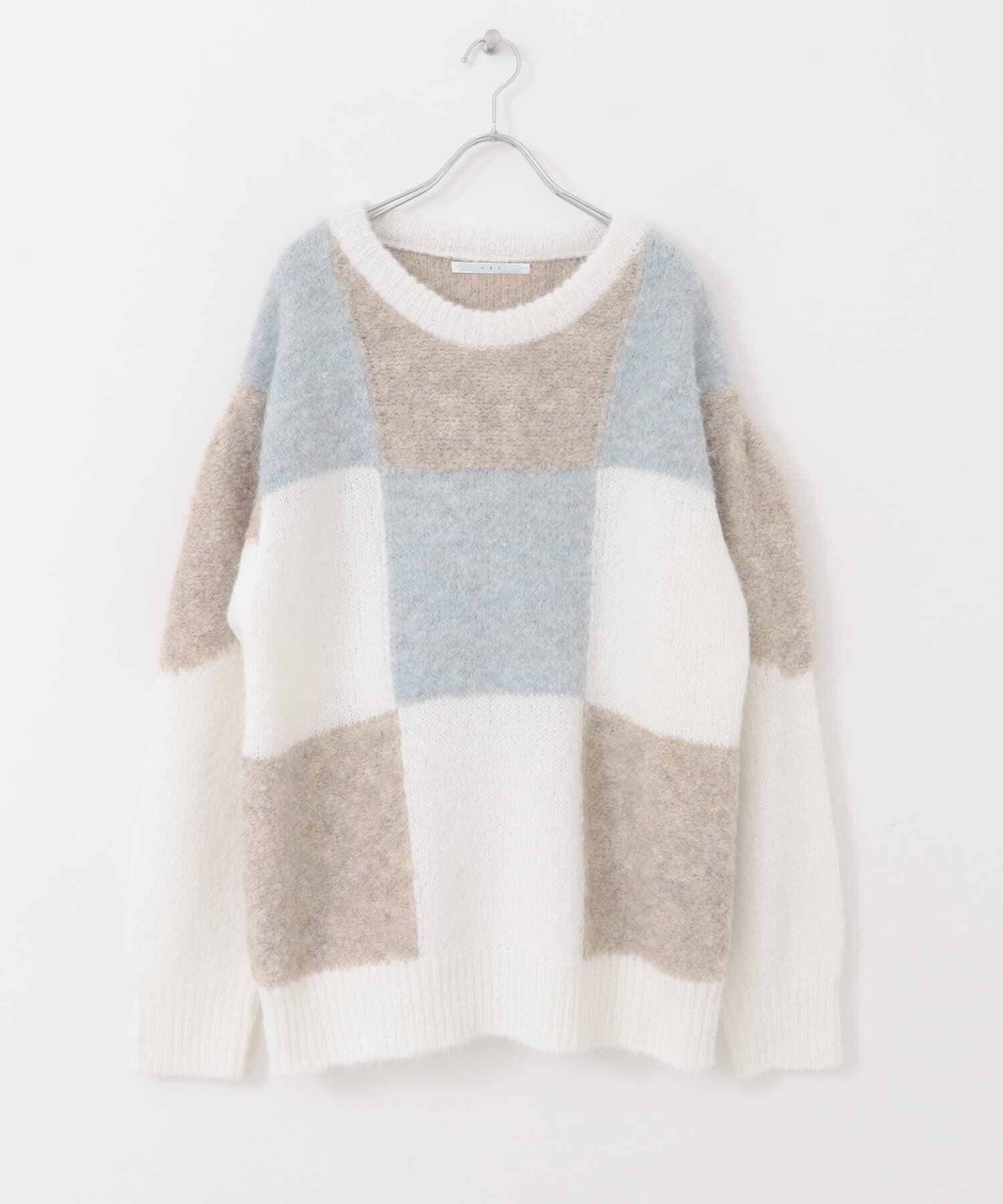  「ブロックチェックニット」|ニット・セーター|