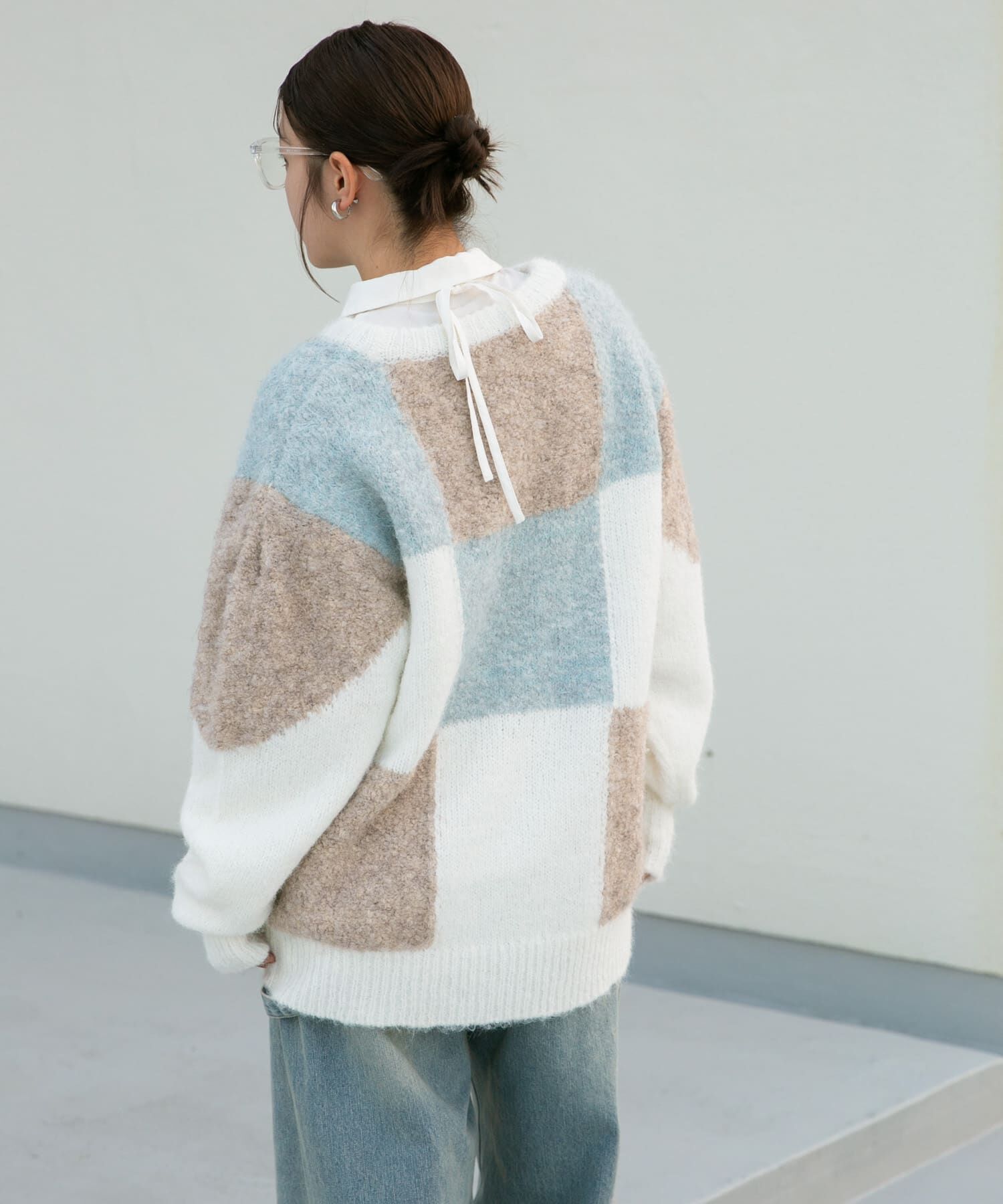  「ブロックチェックニット」|ニット・セーター|
