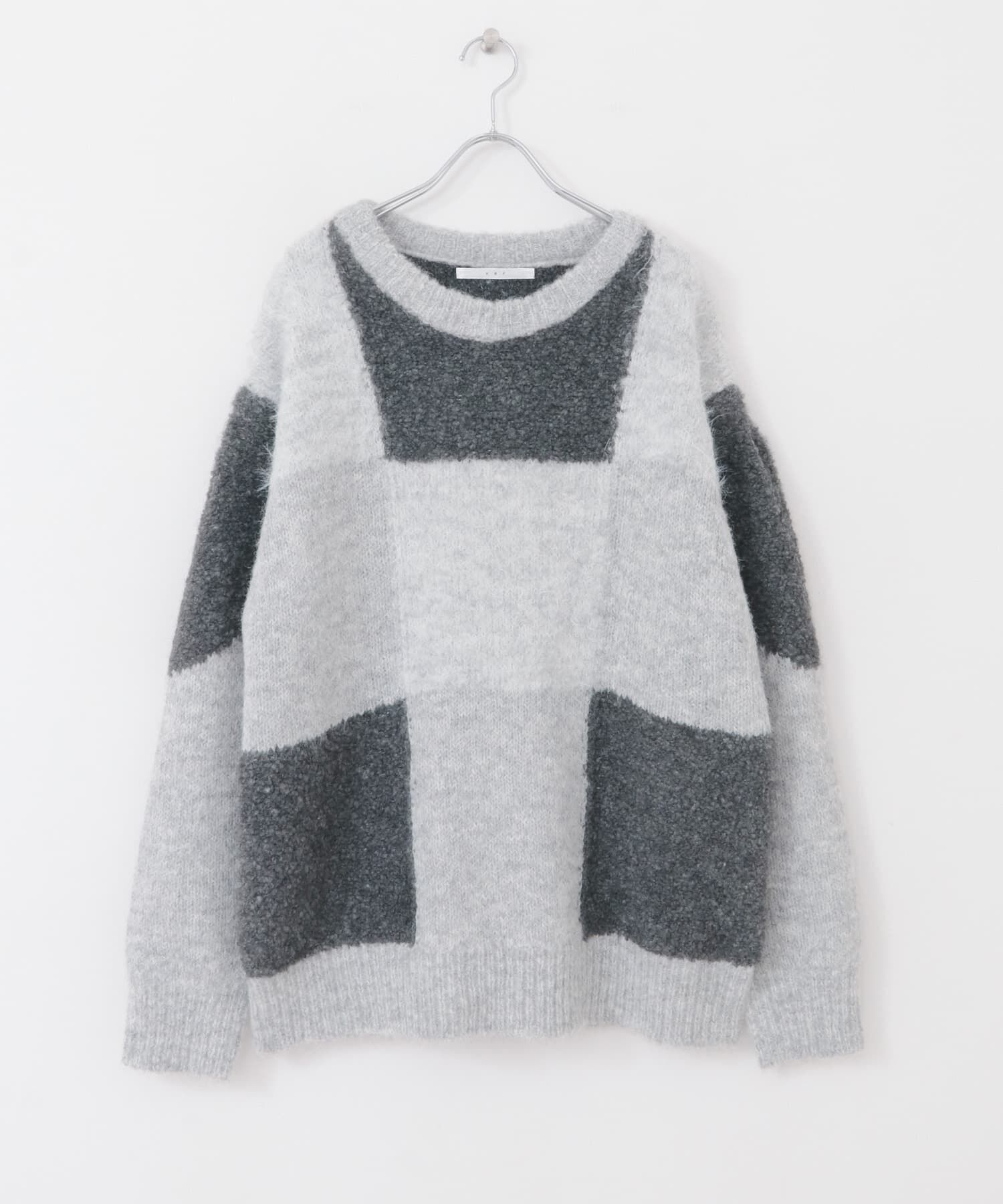  「ブロックチェックニット」|ニット・セーター|