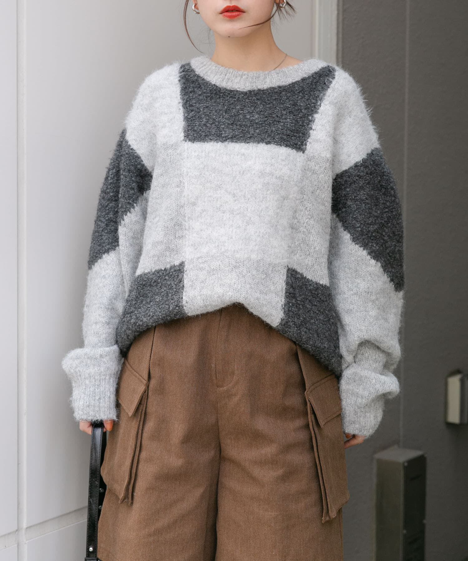  「ブロックチェックニット」|ニット・セーター|