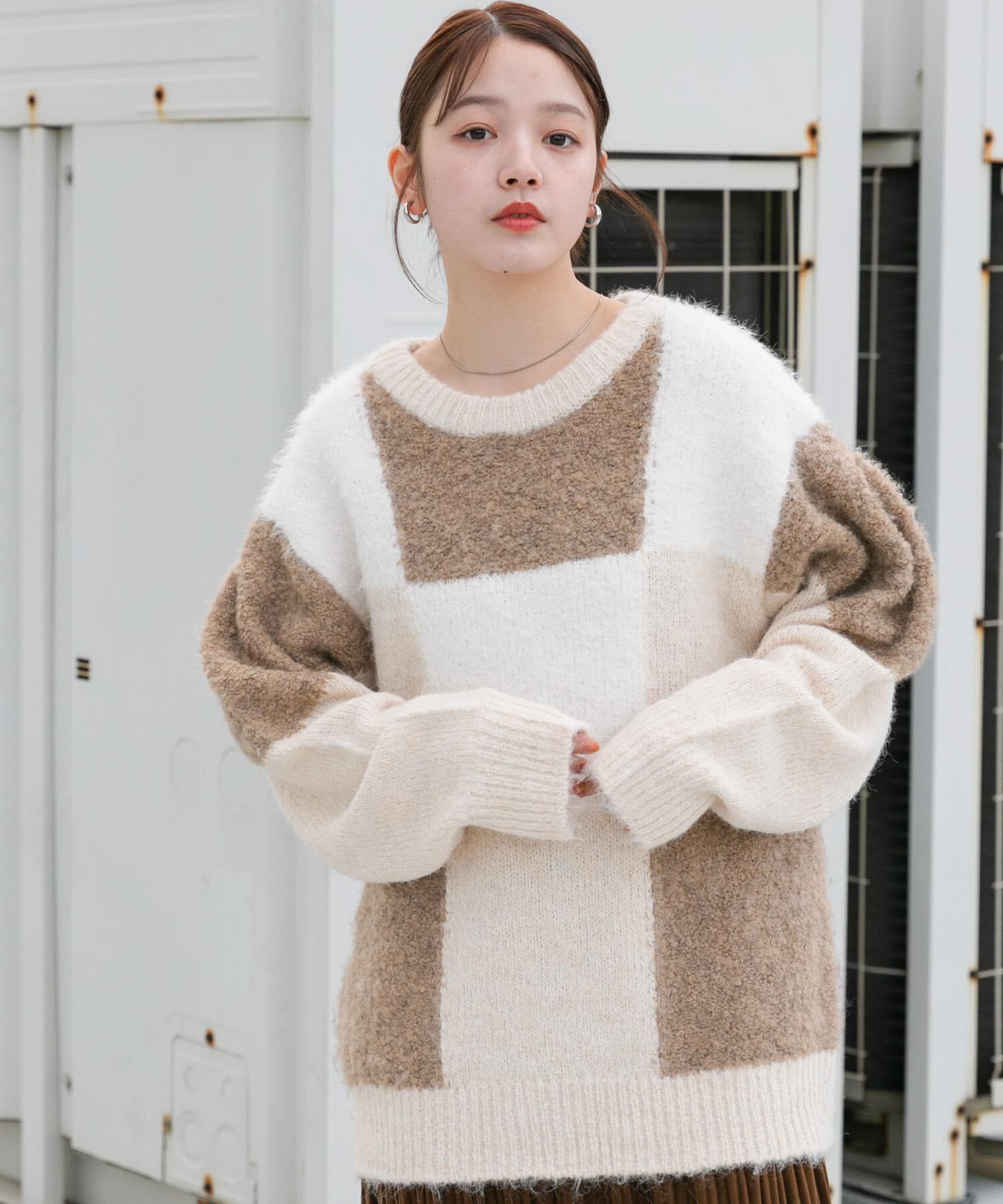  「ブロックチェックニット」|ニット・セーター|