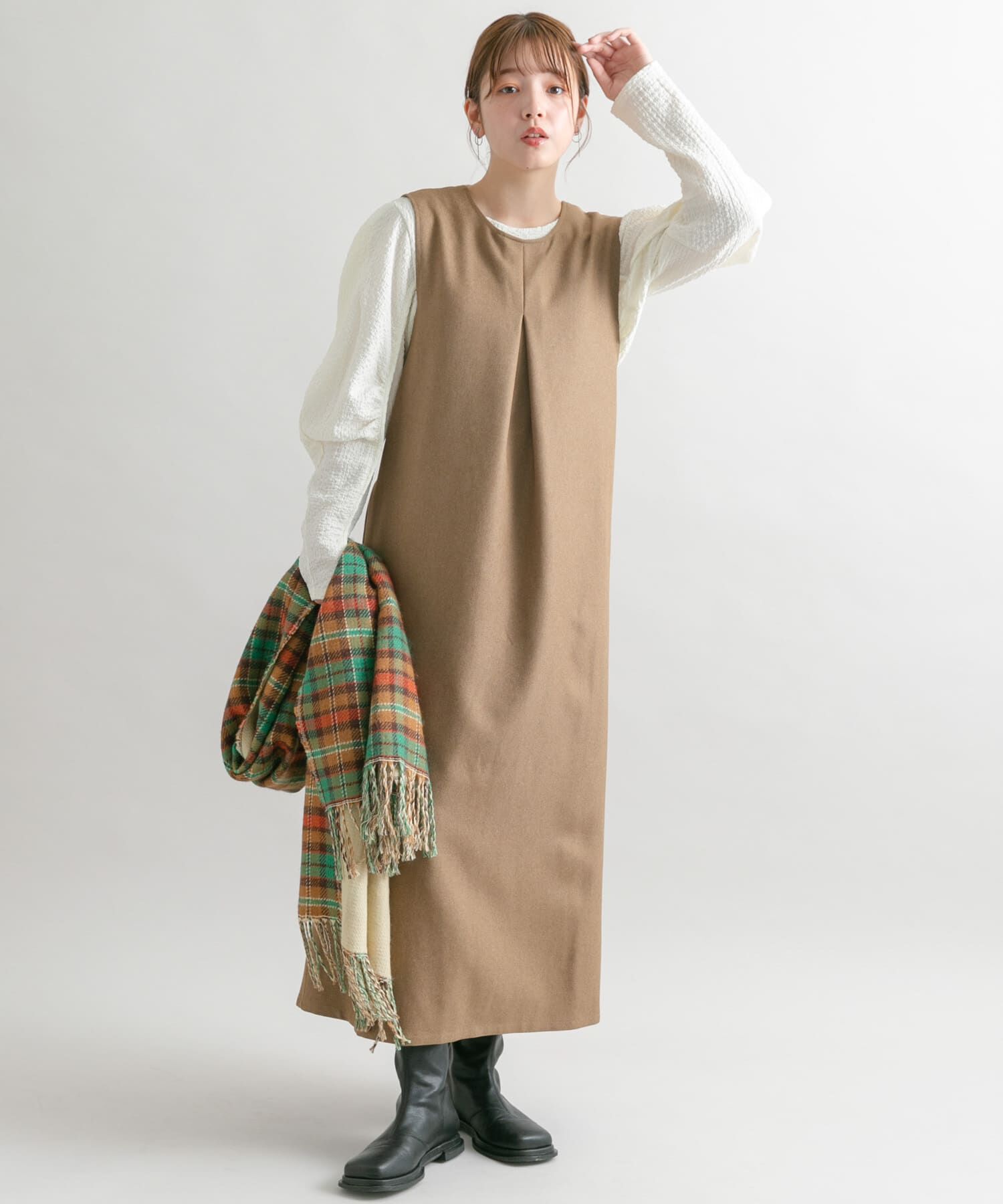  「『2サイズ展開』BACKクロスジャンパースカート」|ワンピース|