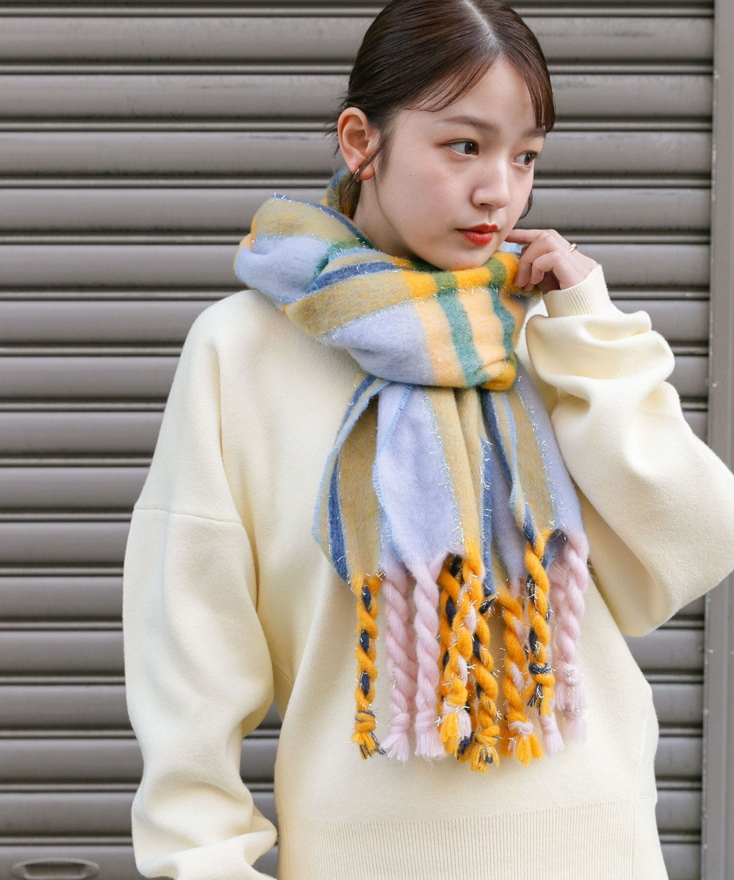  「ラメチェックマフラー」|マフラー|