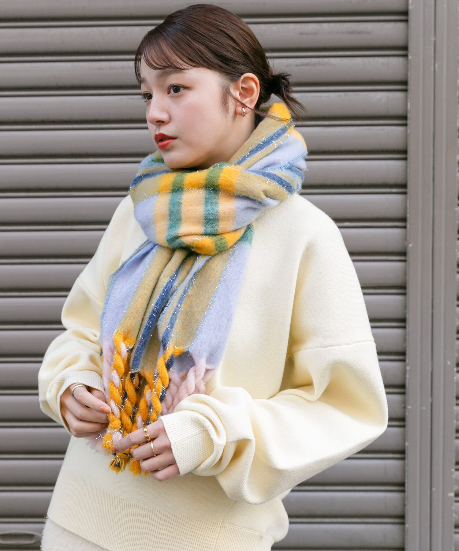  「ラメチェックマフラー」|マフラー|