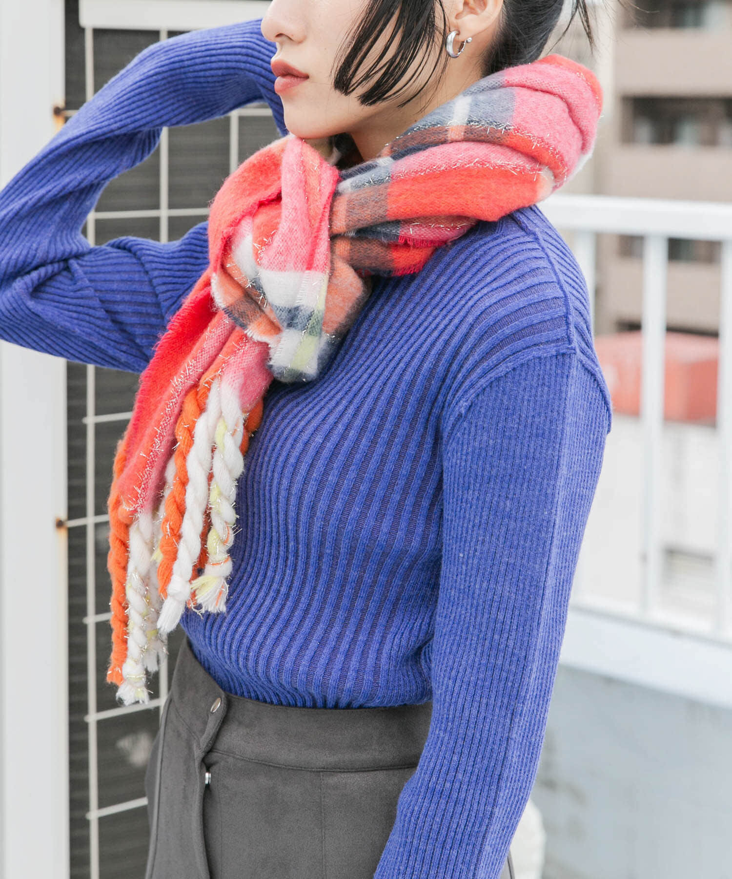  「ラメチェックマフラー」|マフラー|