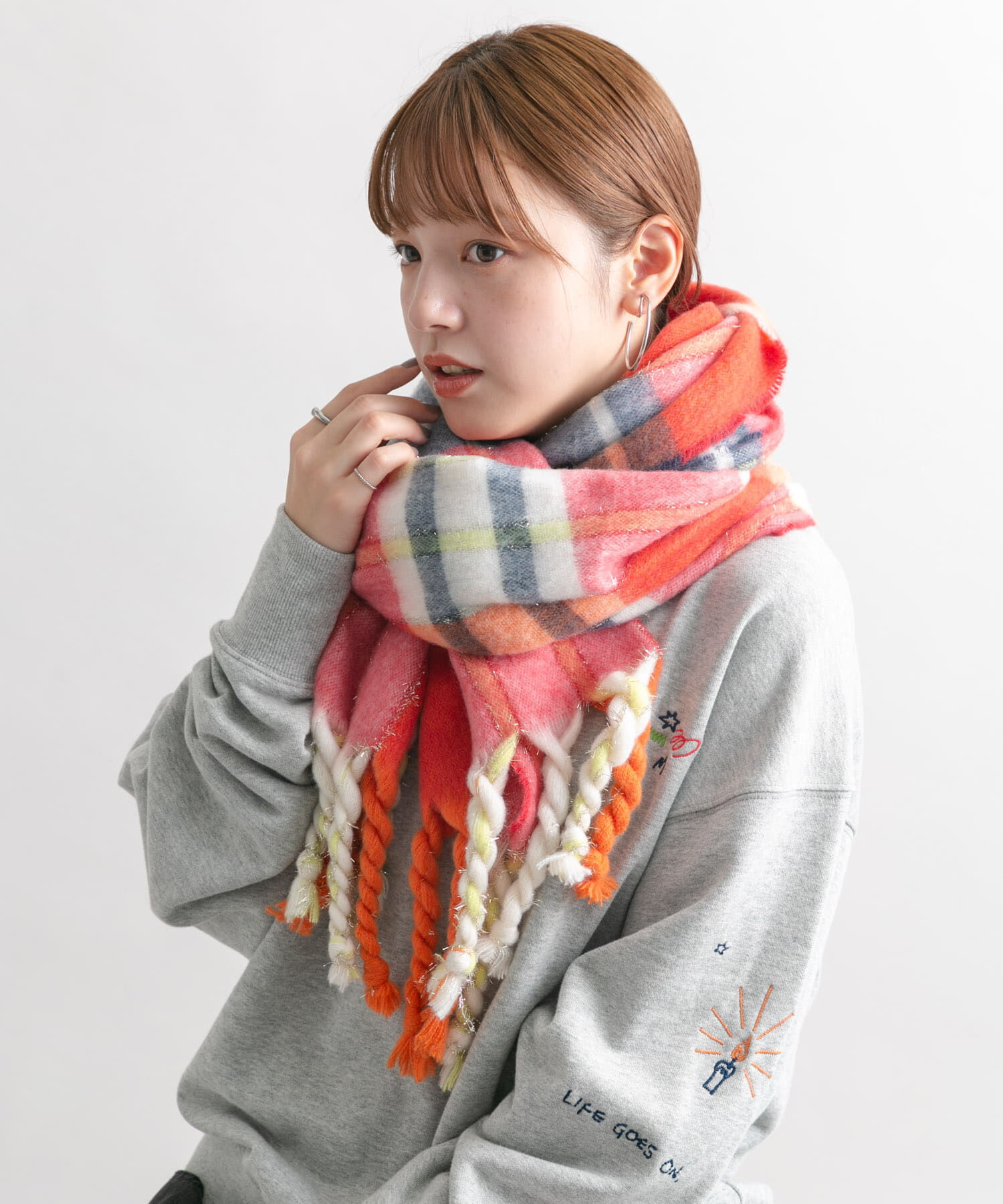  「ラメチェックマフラー」|マフラー|