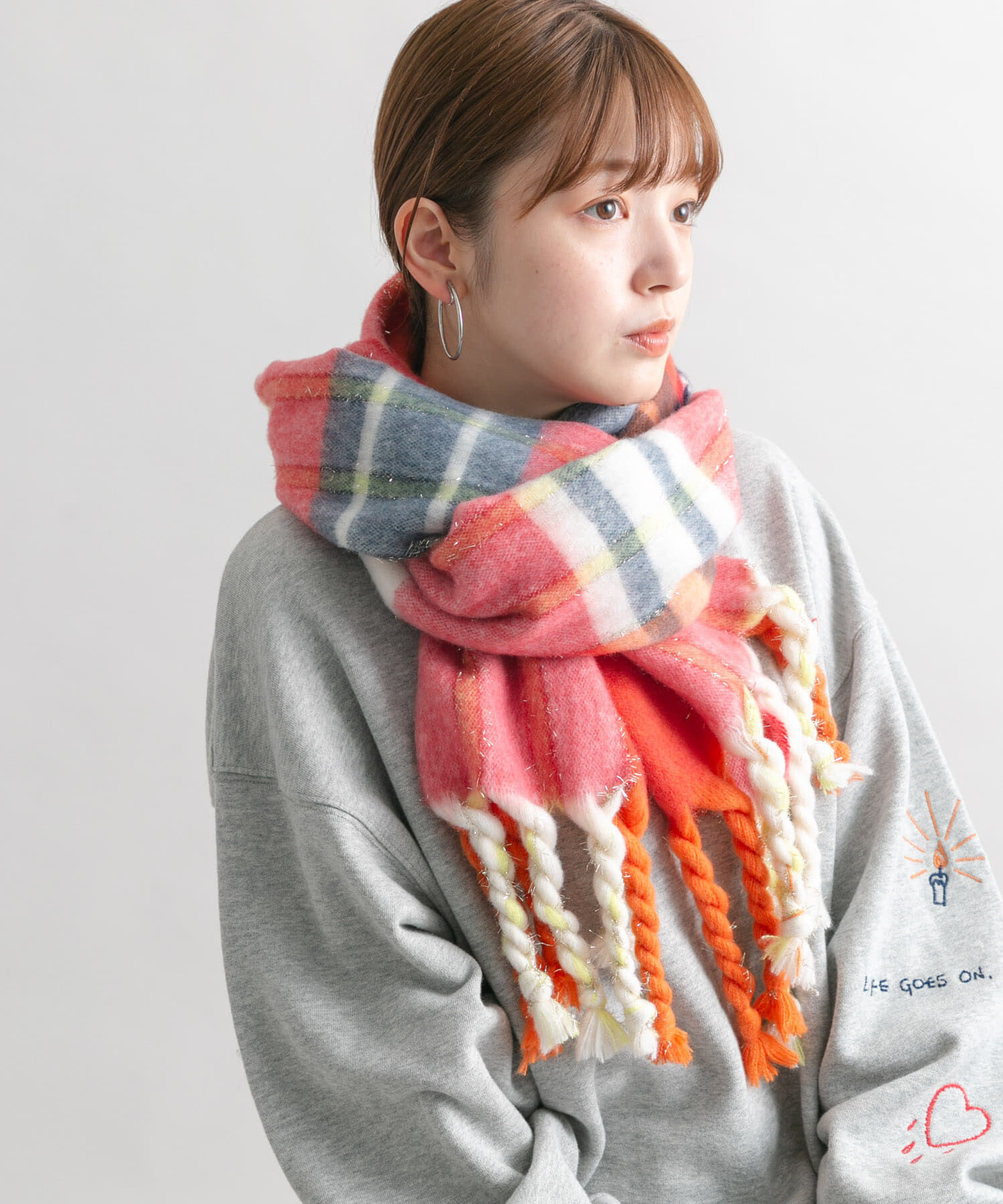  「ラメチェックマフラー」|マフラー|