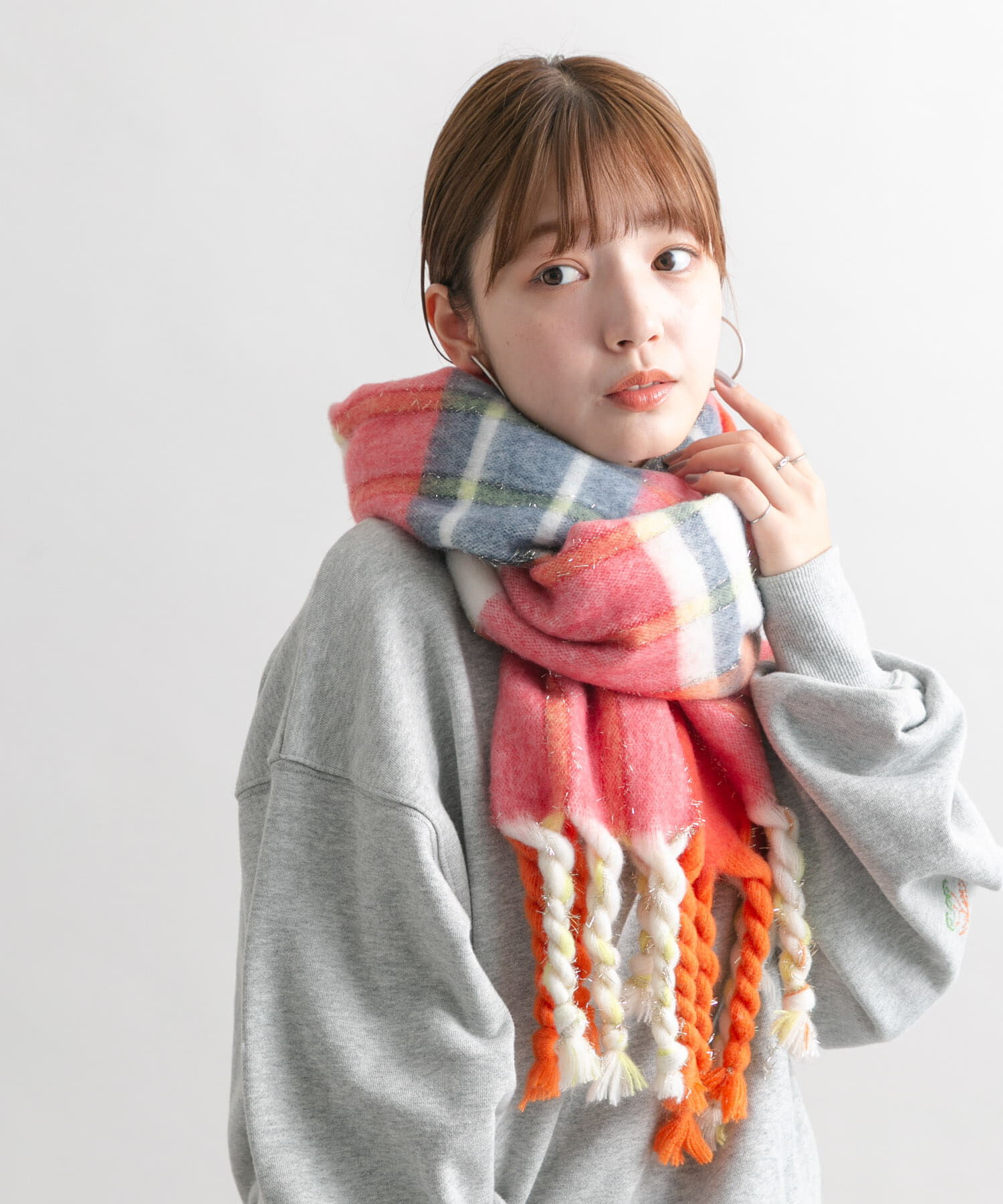  「ラメチェックマフラー」|マフラー|