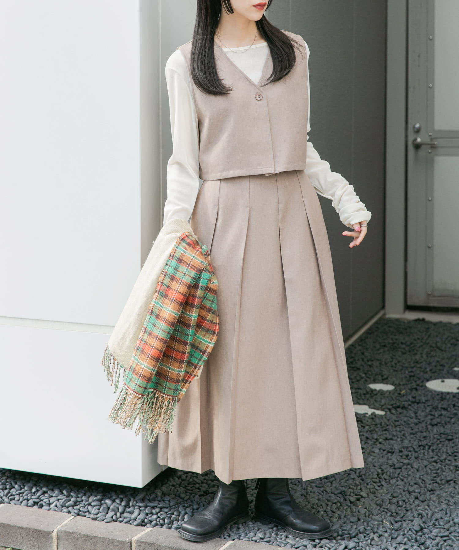  「リバーシブルチェックストール」|マフラー|