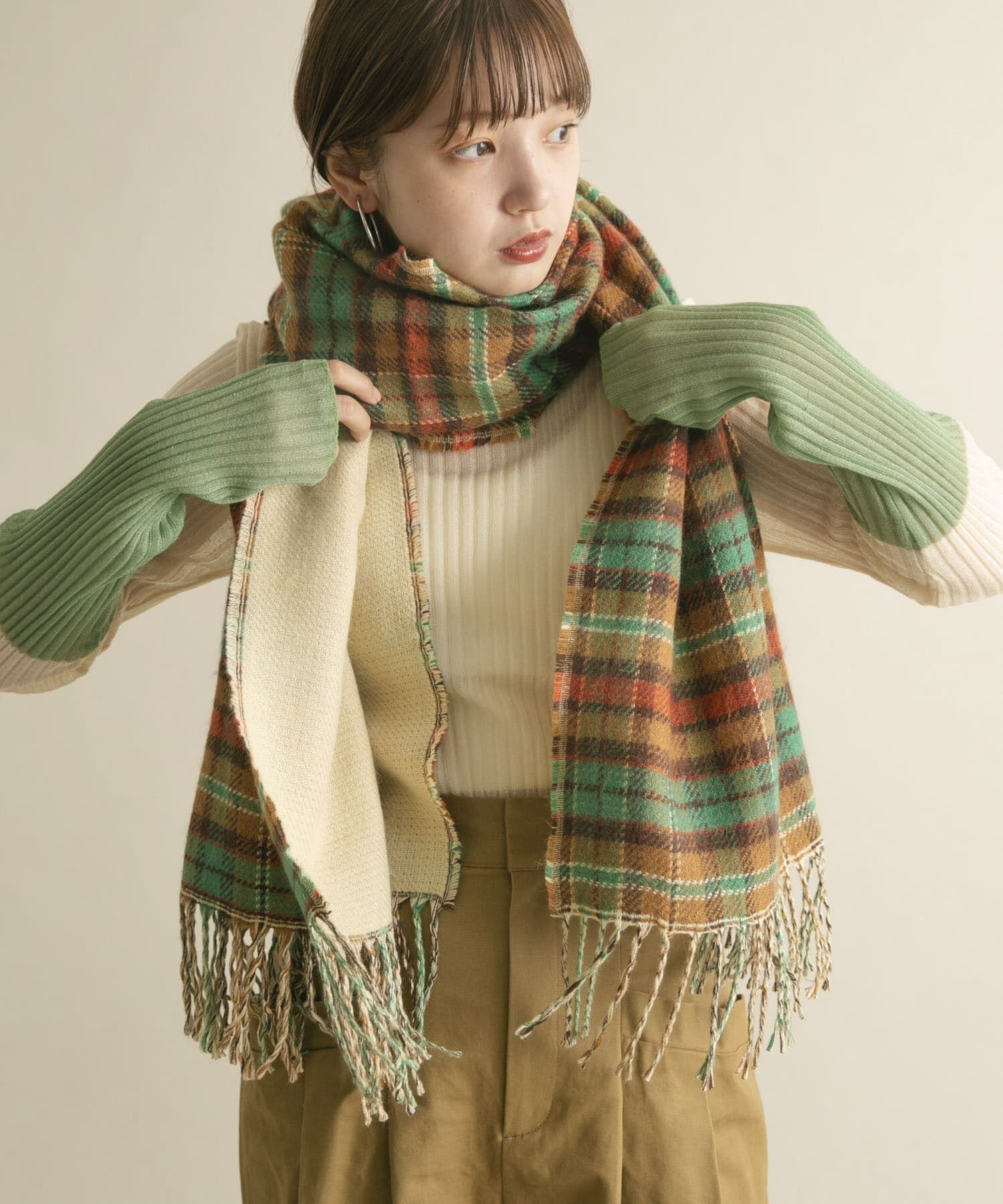  「リバーシブルチェックストール」|マフラー|