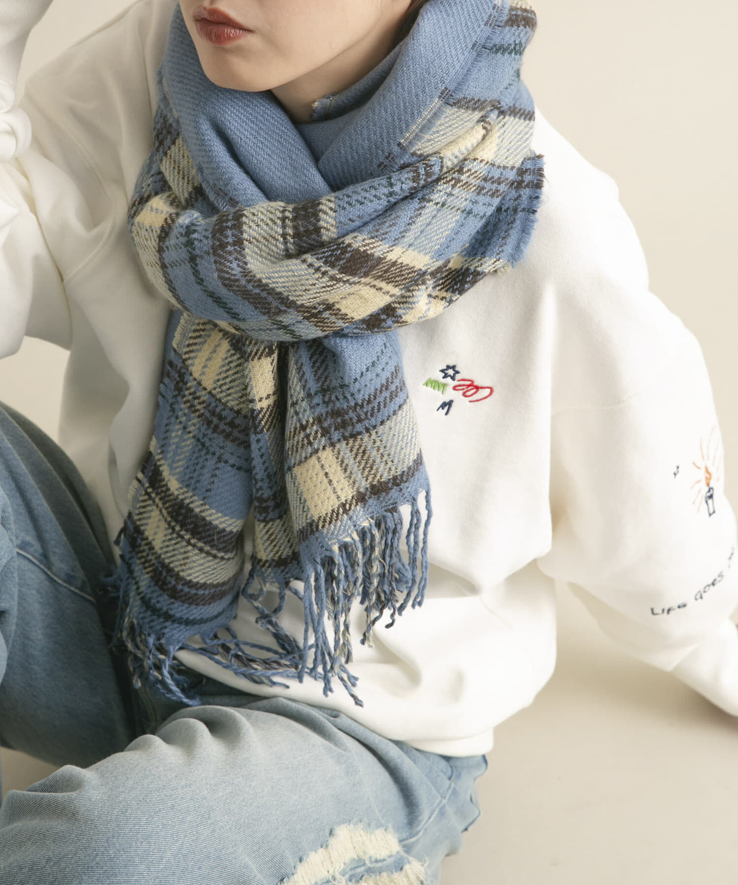  「リバーシブルチェックストール」|マフラー|