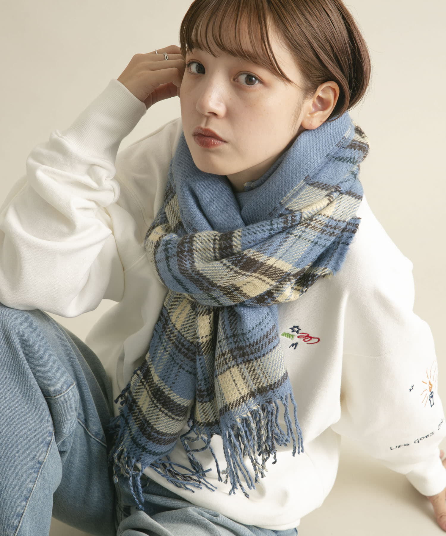  「リバーシブルチェックストール」|マフラー|