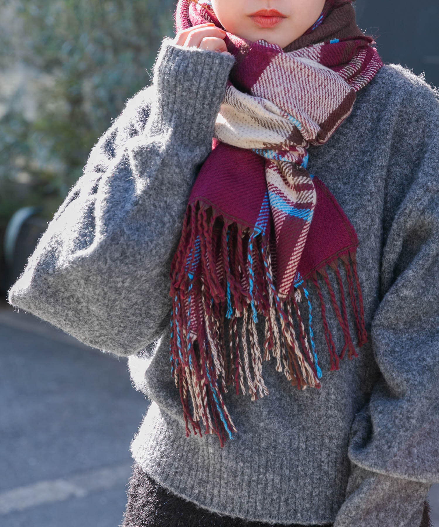  「リバーシブルチェックストール」|マフラー|