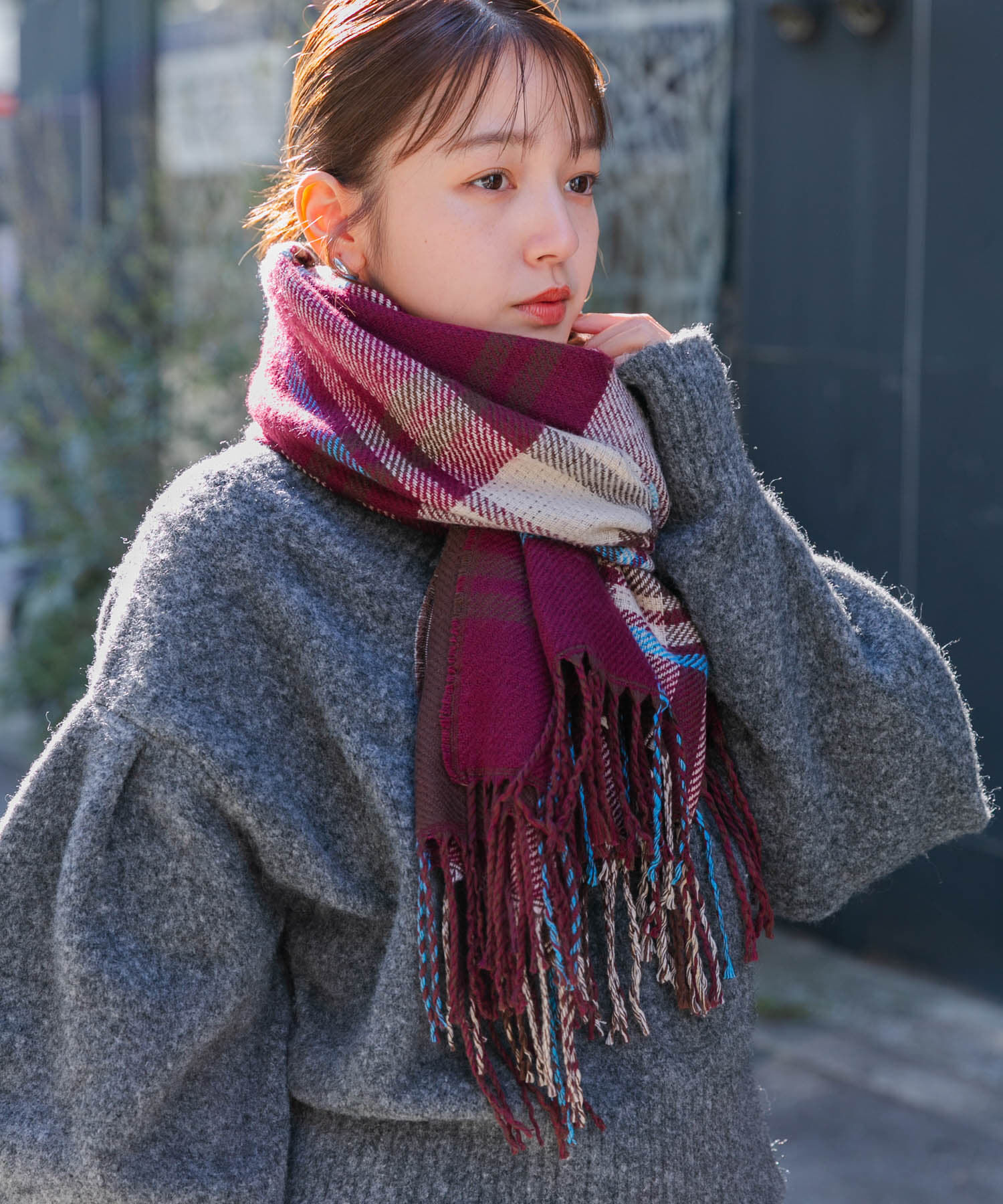  「リバーシブルチェックストール」|マフラー|