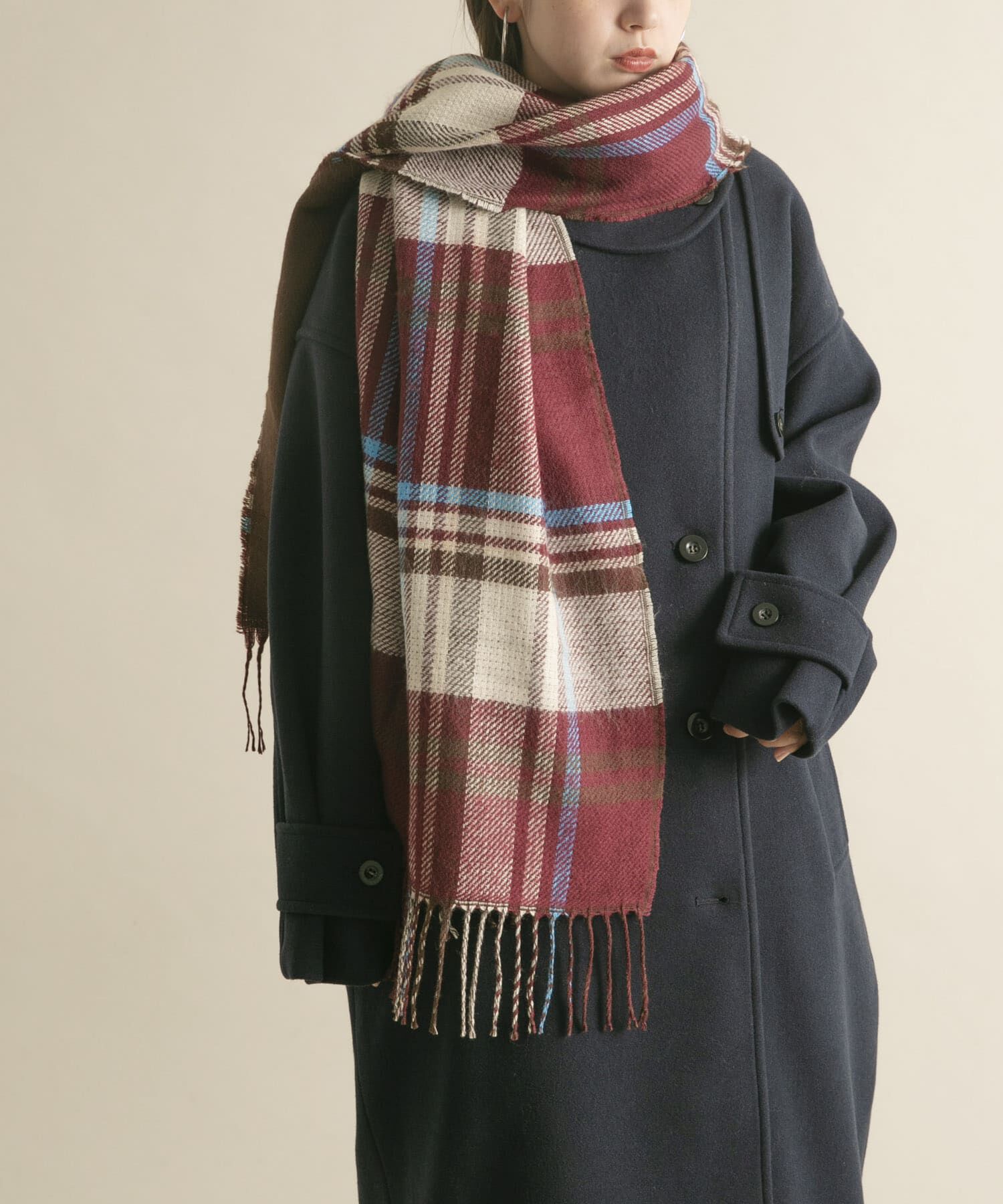  「リバーシブルチェックストール」|マフラー|