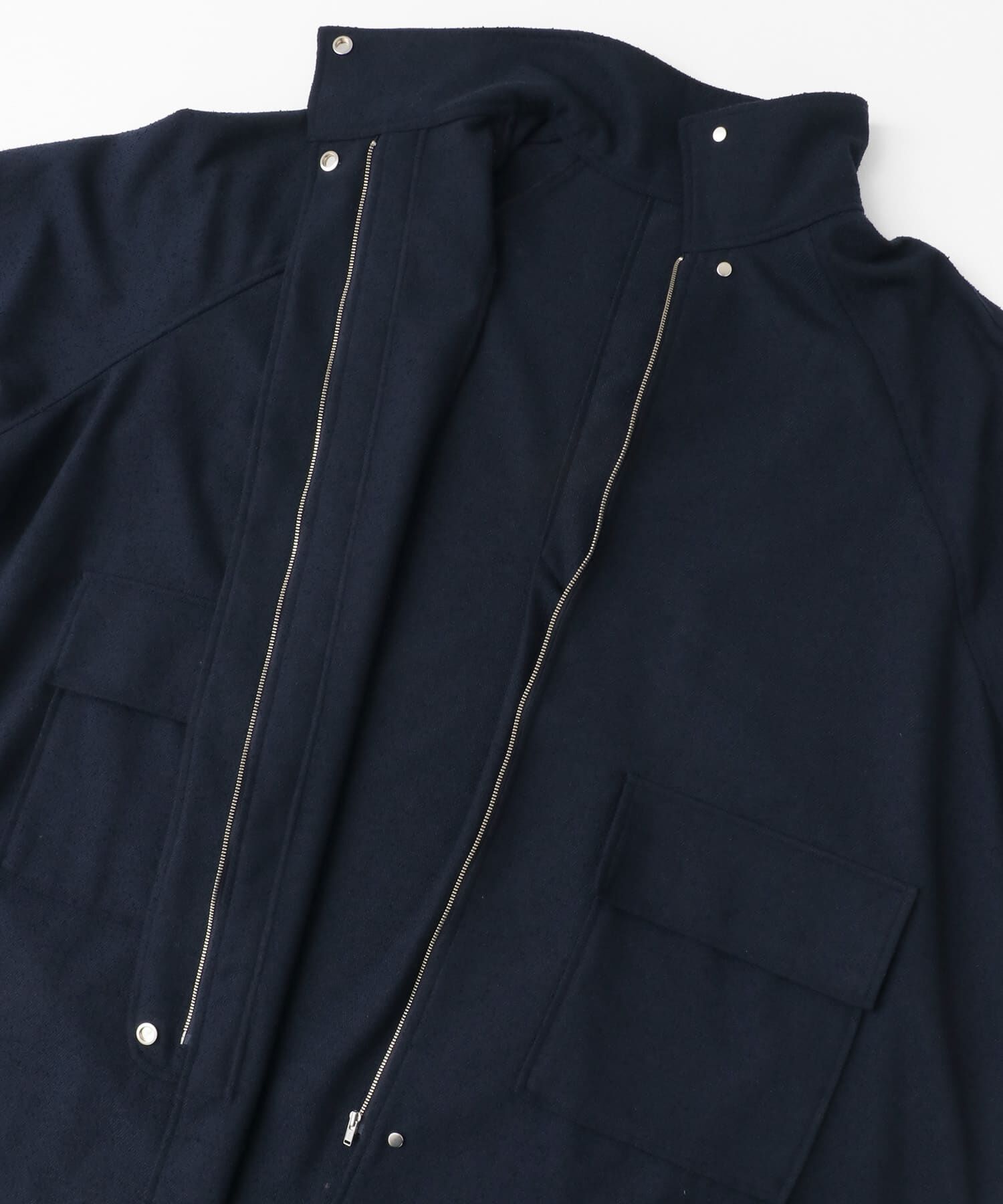  「スタンドカラーブークレコート」|ノーカラーコート|