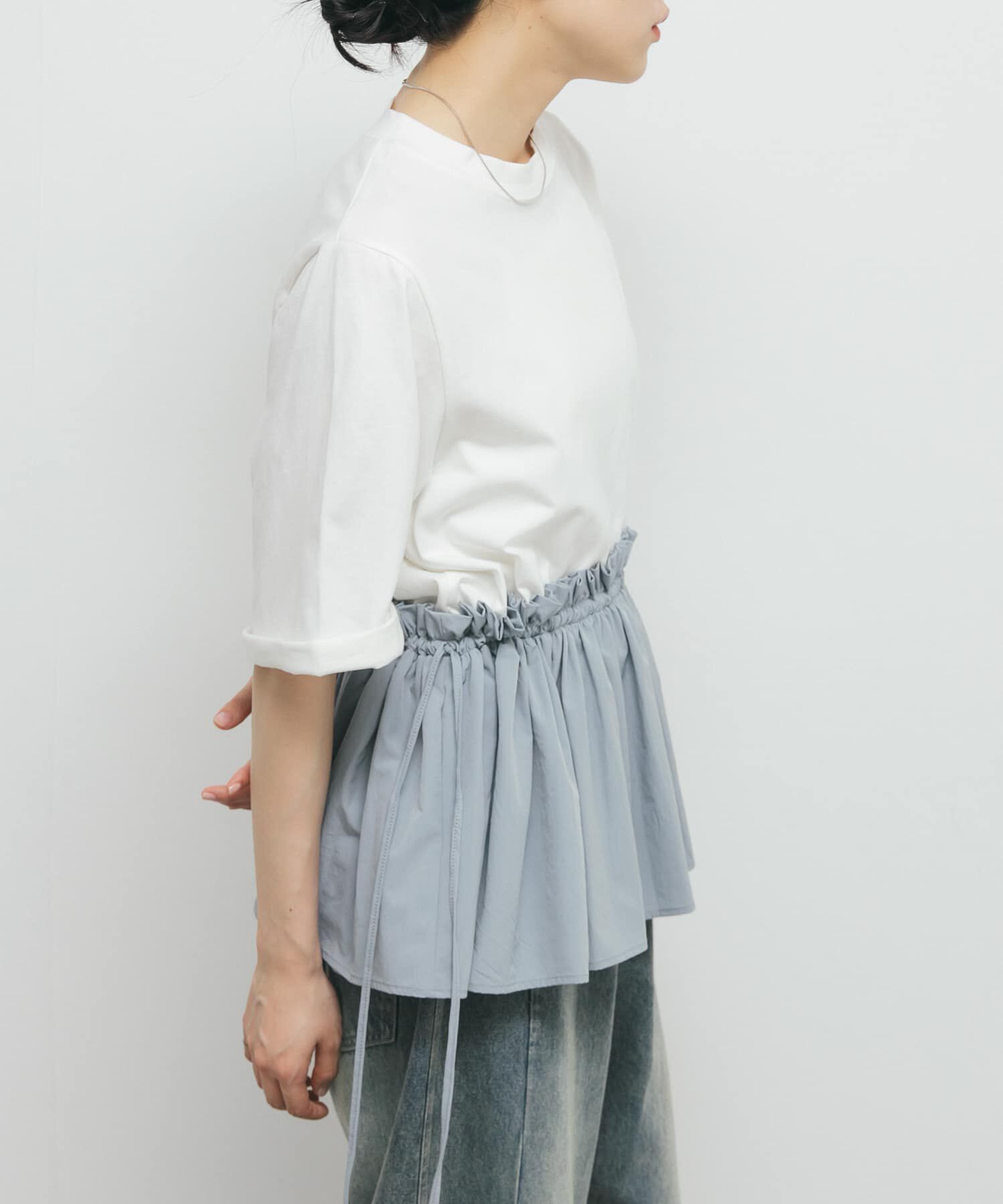  「汗ジミ防止ペプラムドッキングTEE」|Tシャツ・カットソー|