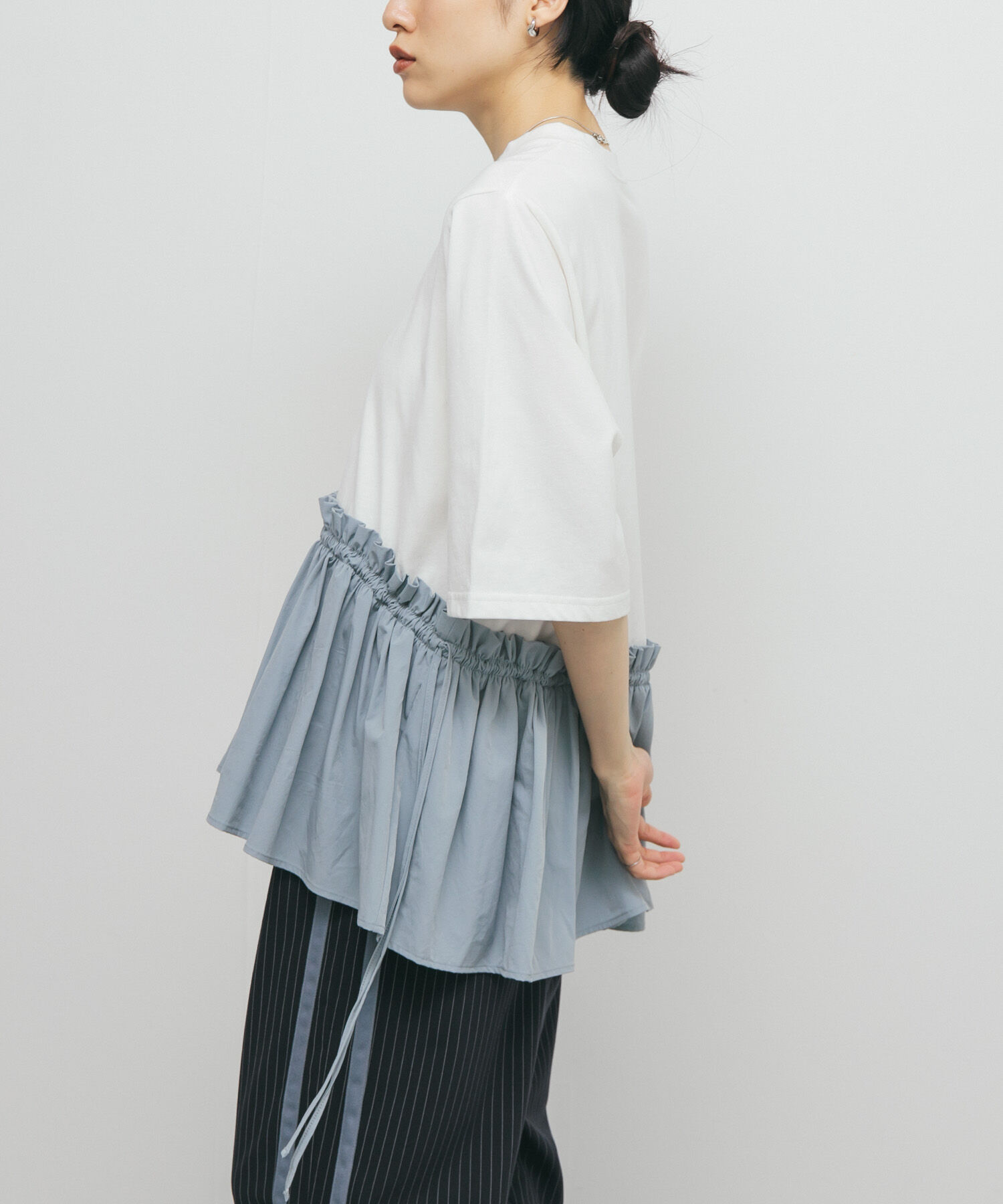  「汗ジミ防止ペプラムドッキングTEE」|Tシャツ・カットソー|