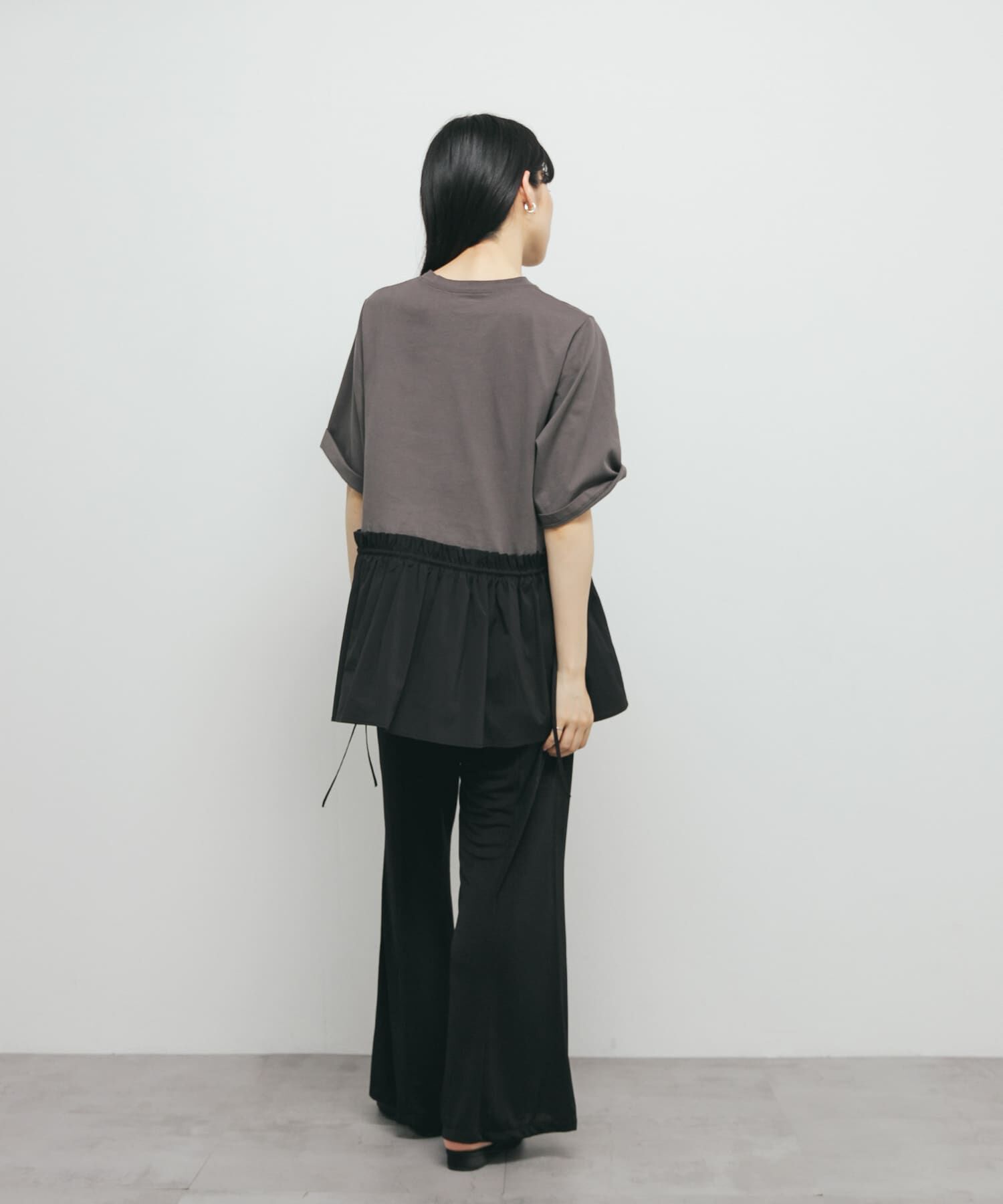  「汗ジミ防止ペプラムドッキングTEE」|Tシャツ・カットソー|