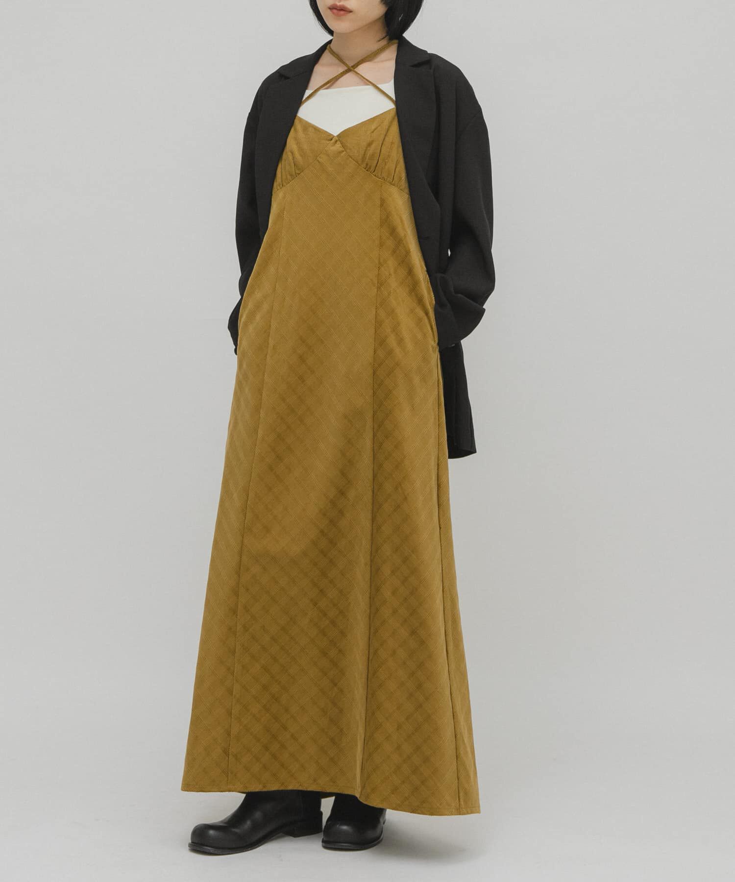  「チェックコーデュロイキャミワンピース」|ワンピース|