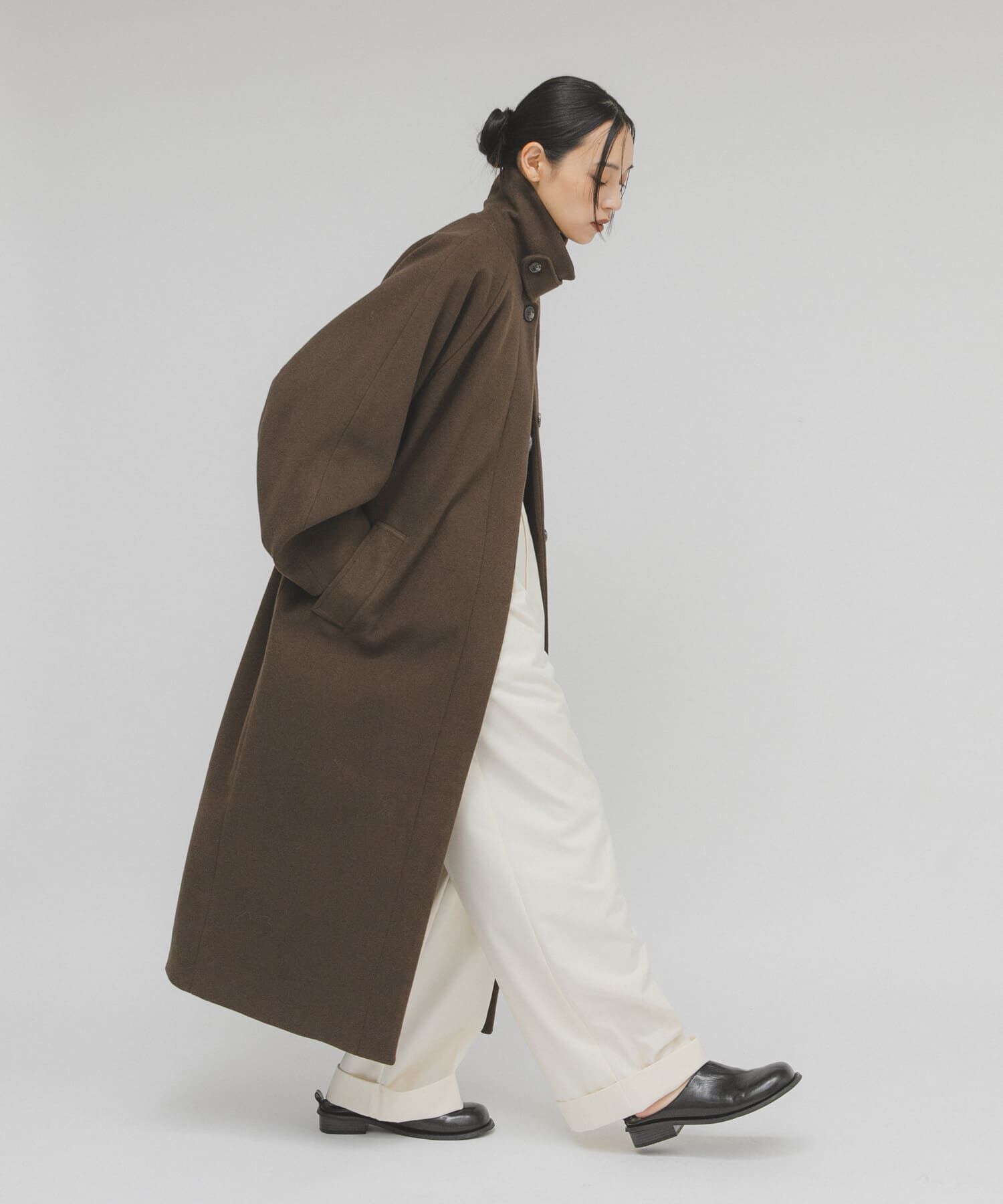  「ステンカラーコクーンロングコート」|ステンカラーコート|