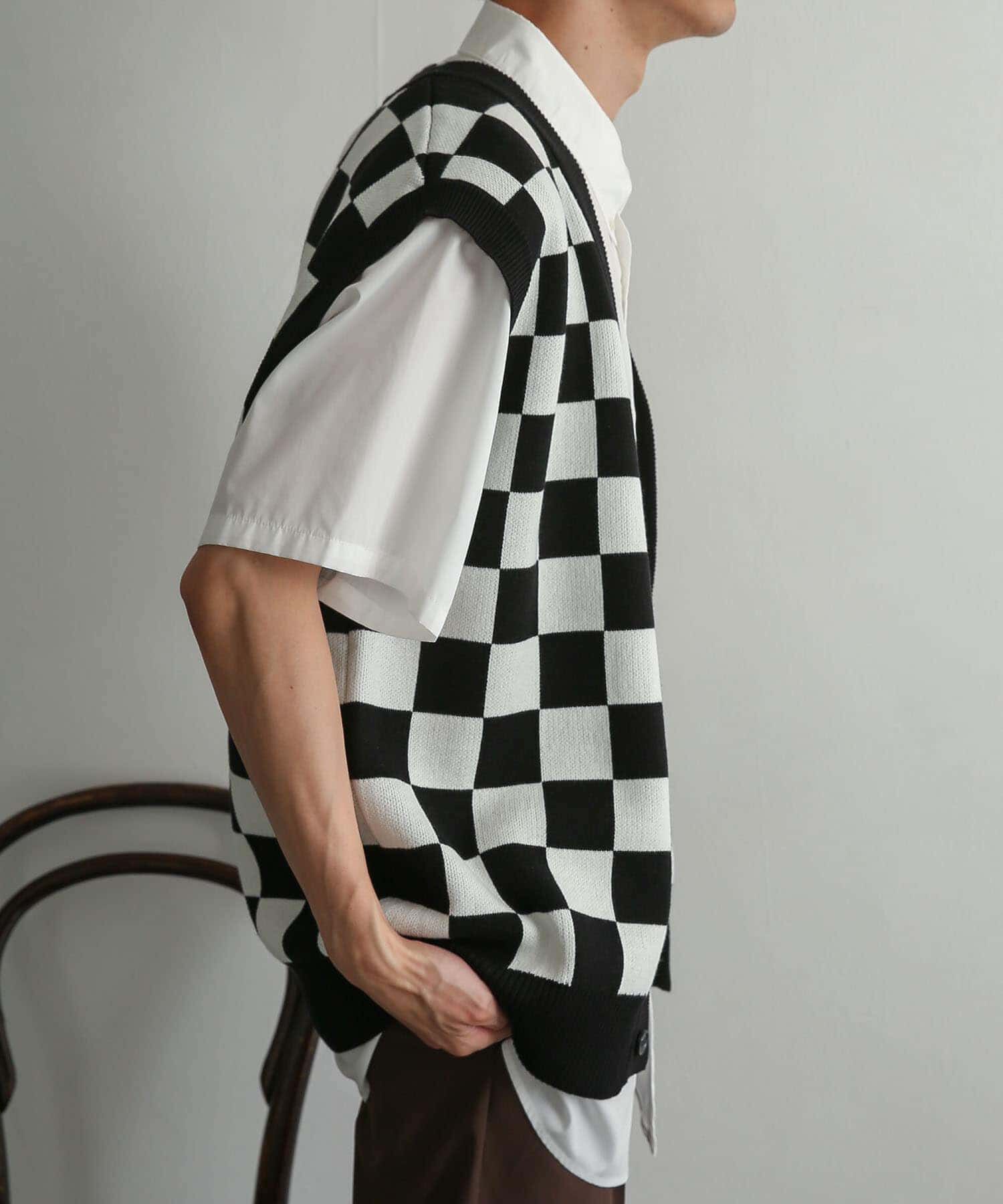 SENSE OF PLACE by URBAN RESEARCH「ブロックチェックカーディガンニットベスト」|ベスト・ジレ|