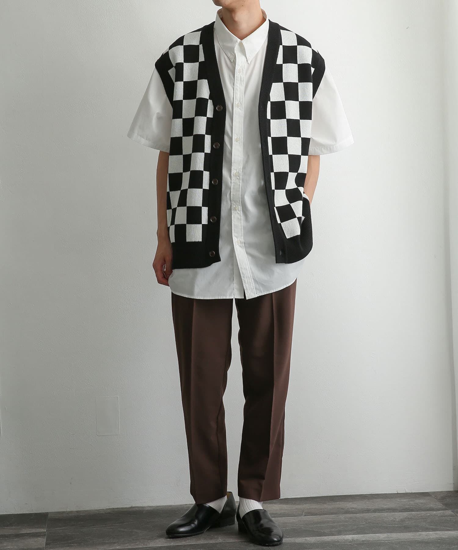 SENSE OF PLACE by URBAN RESEARCH「ブロックチェックカーディガンニットベスト」|ベスト・ジレ|