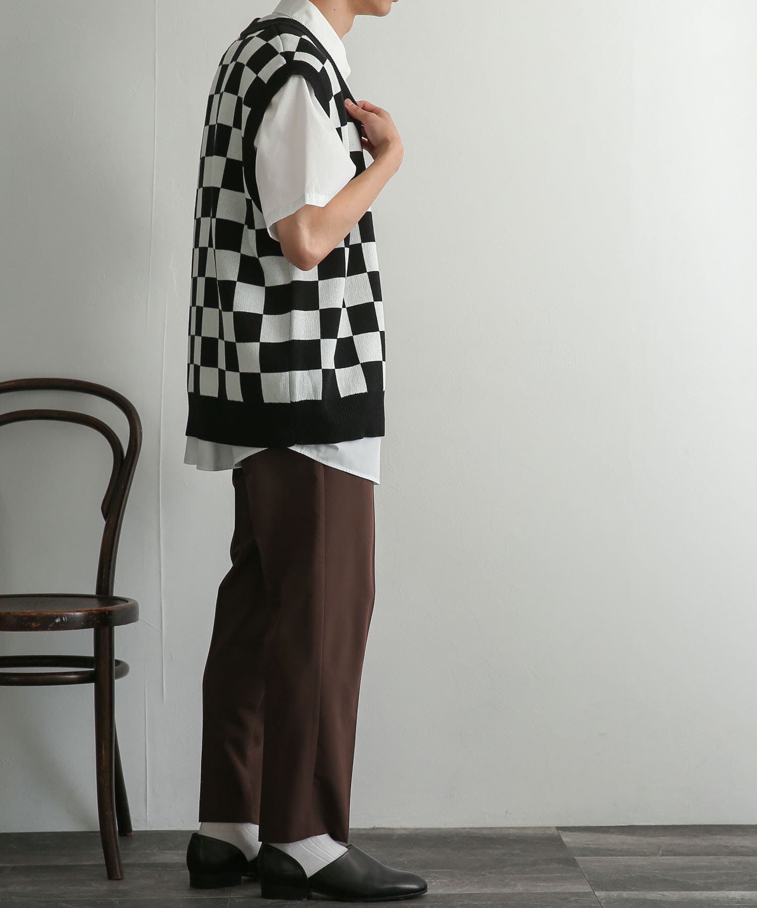 SENSE OF PLACE by URBAN RESEARCH「ブロックチェックカーディガンニットベスト」|ベスト・ジレ|