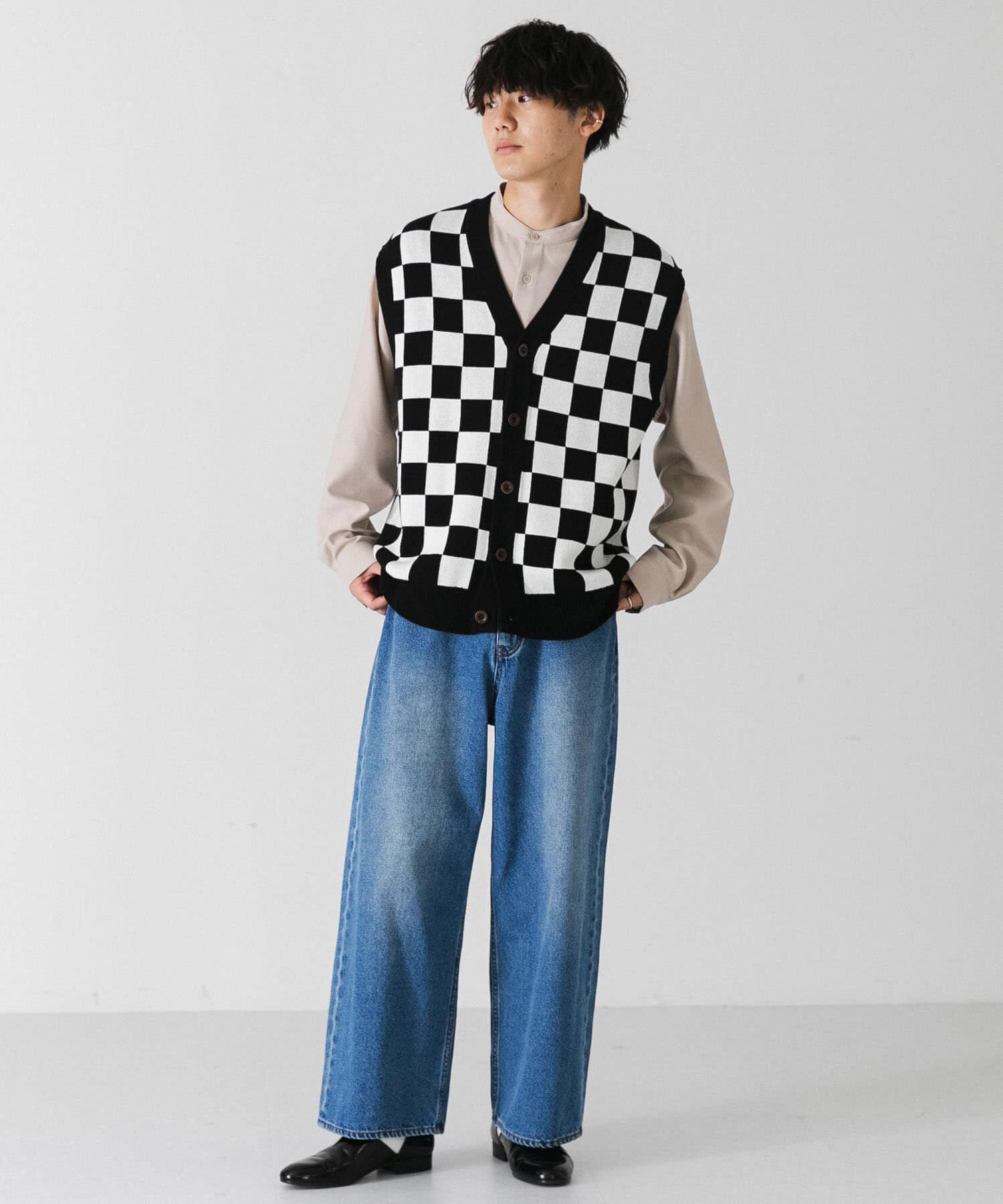 SENSE OF PLACE by URBAN RESEARCH「ブロックチェックカーディガンニットベスト」|ベスト・ジレ|