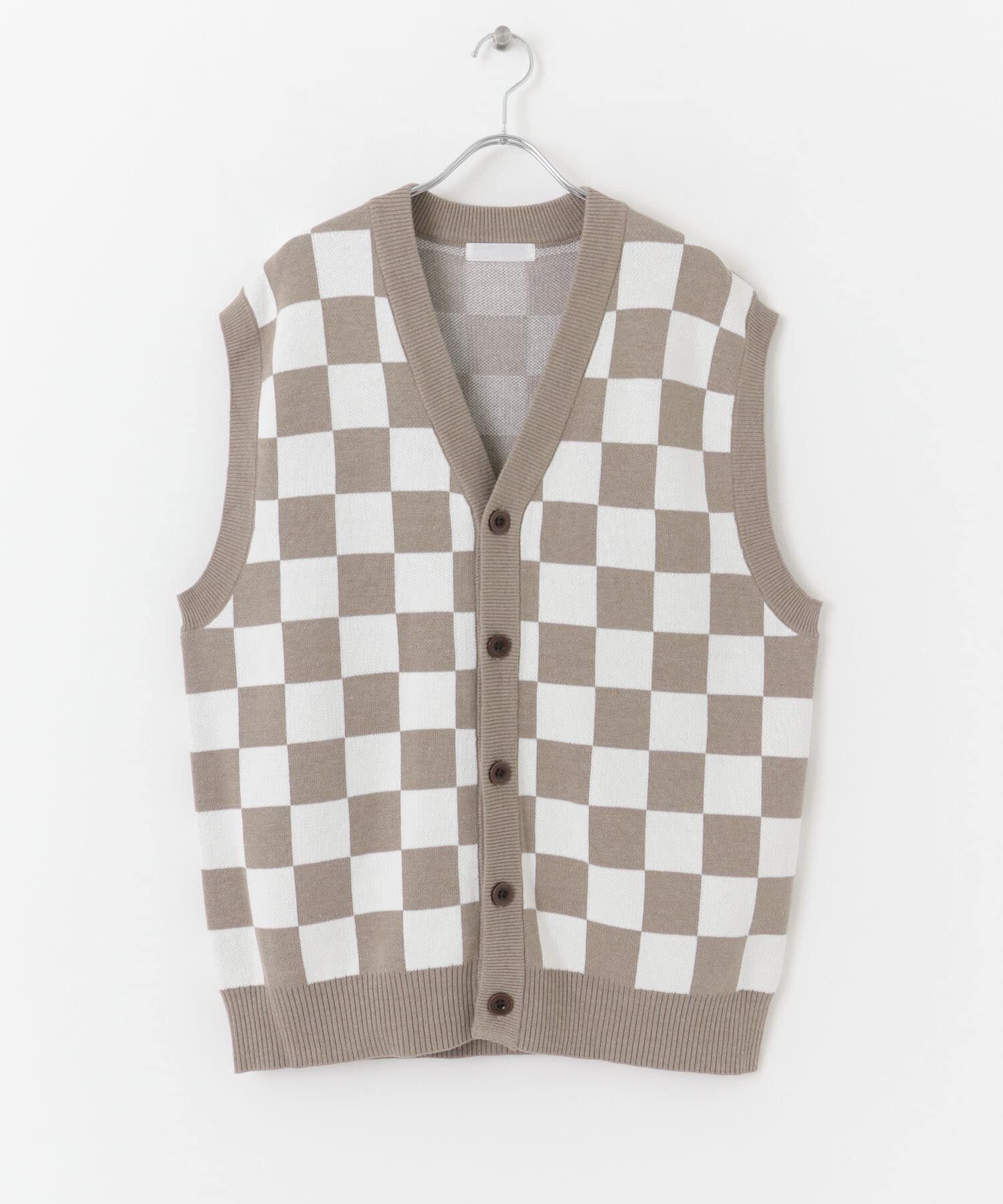 SENSE OF PLACE by URBAN RESEARCH「ブロックチェックカーディガンニットベスト」|ベスト・ジレ|