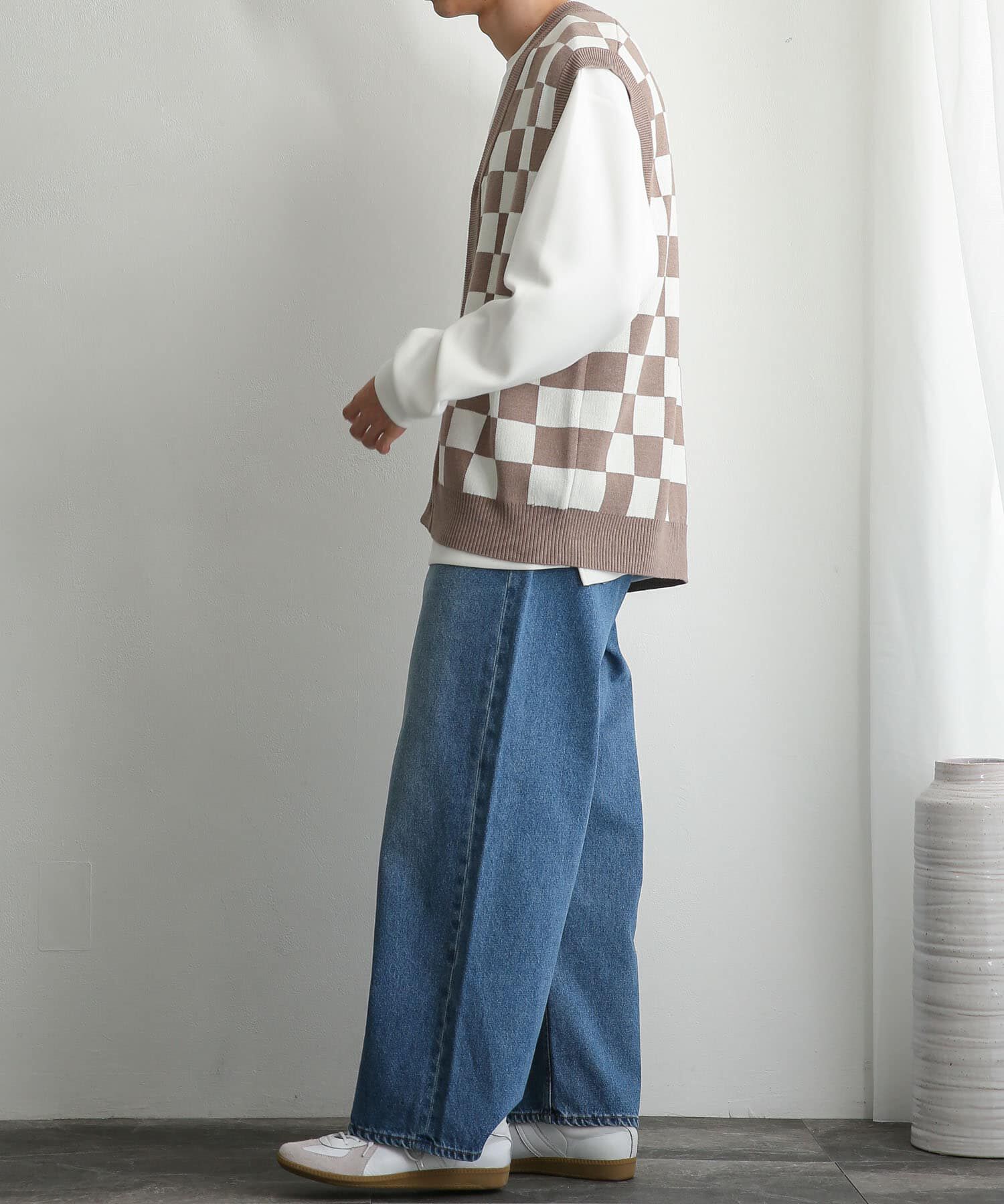 SENSE OF PLACE by URBAN RESEARCH「ブロックチェックカーディガンニットベスト」|ベスト・ジレ|