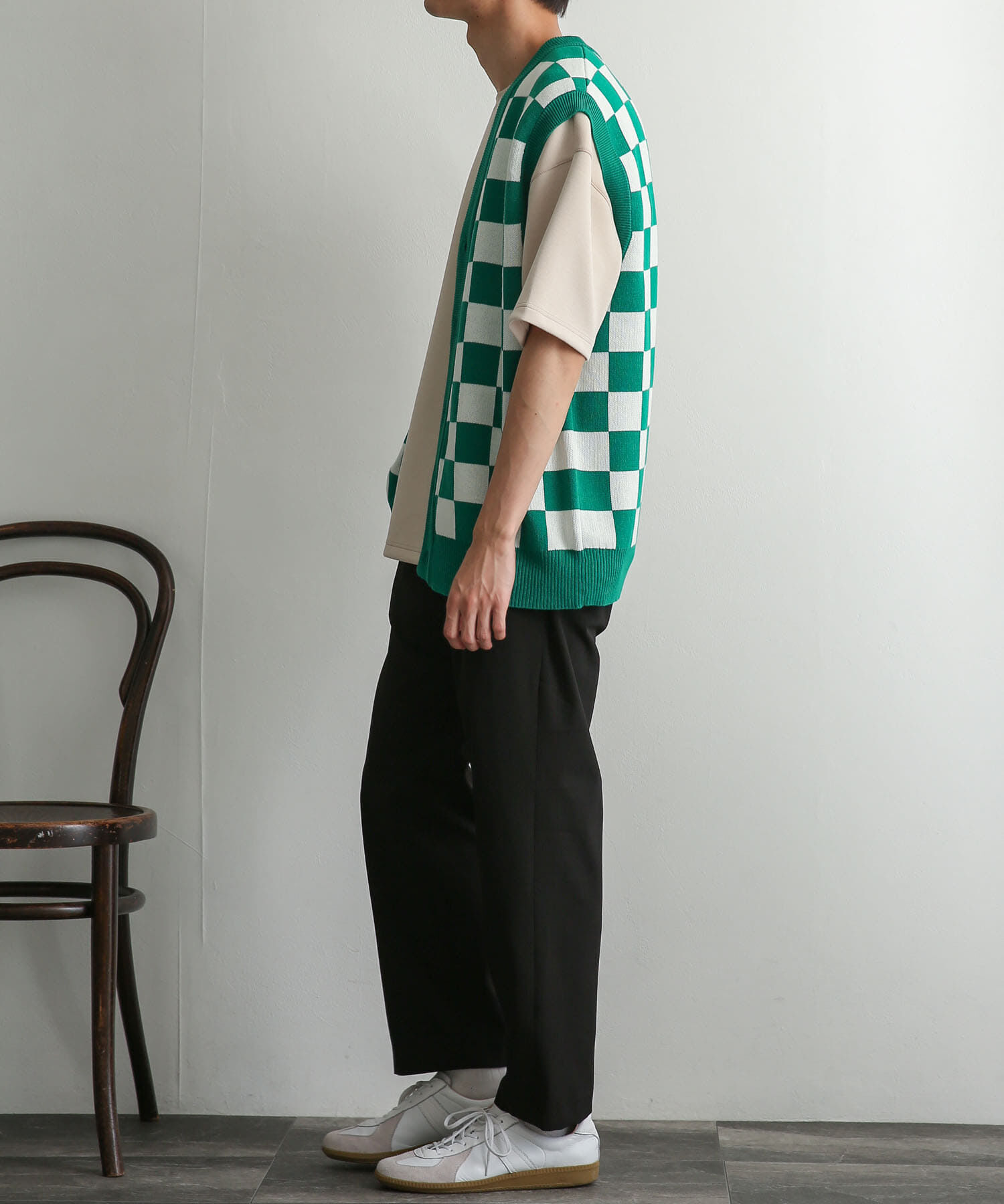 SENSE OF PLACE by URBAN RESEARCH「ブロックチェックカーディガンニットベスト」|ベスト・ジレ|
