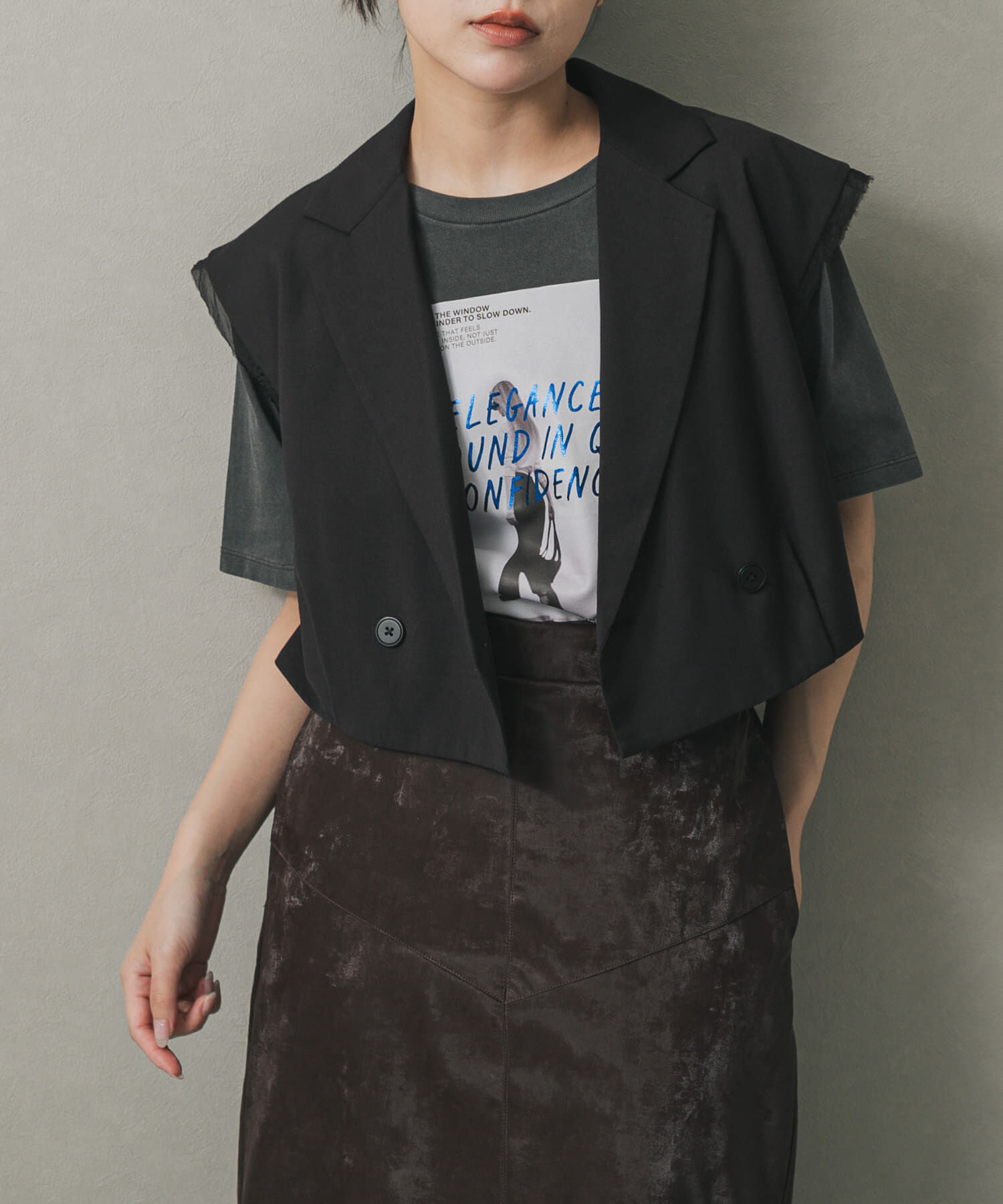 SENSE OF PLACE by URBAN RESEARCH「テーラードクロップドジレ」|ベスト・ジレ|ブラック