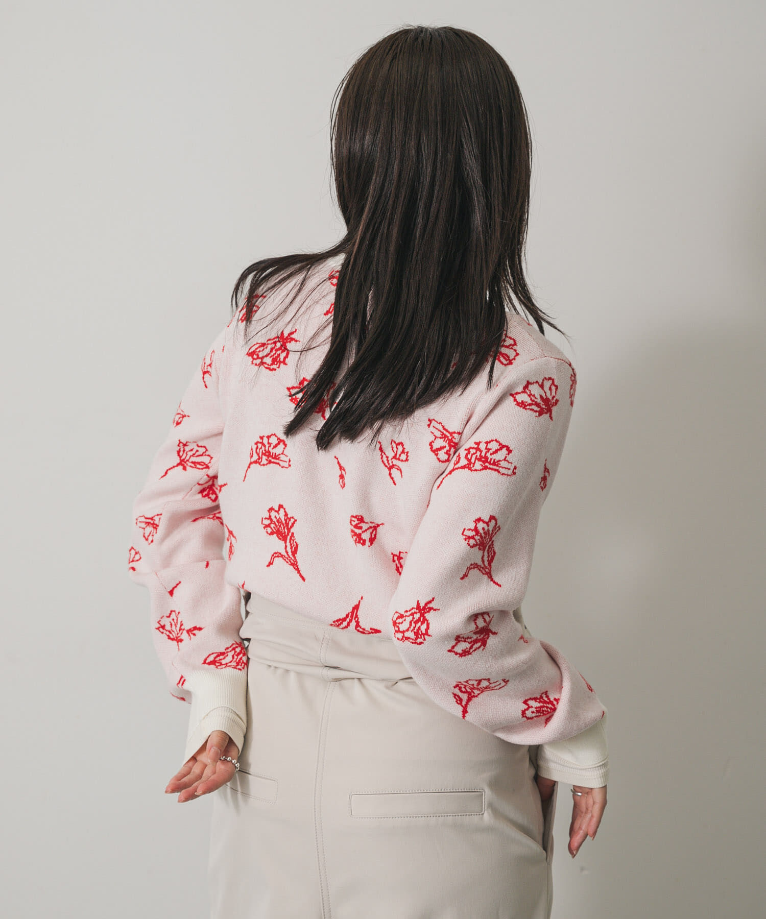 SENSE OF PLACE by URBAN RESEARCH「『洗濯可』ジャガードフラワーコンパクトニットカーディガン」|カーディガン|