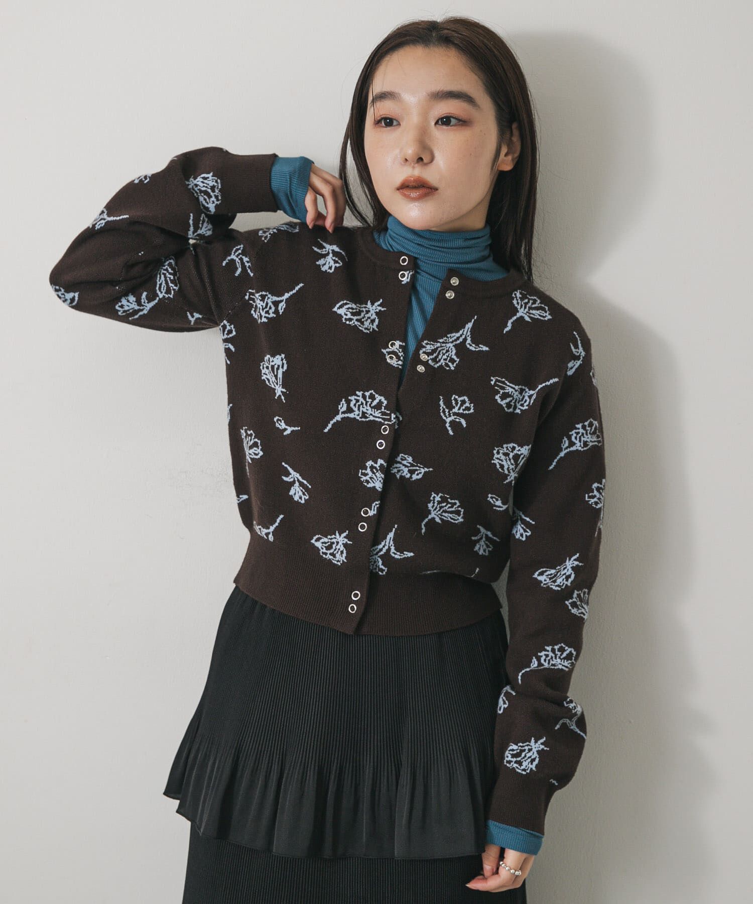 SENSE OF PLACE by URBAN RESEARCH「『洗濯可』ジャガードフラワーコンパクトニットカーディガン」|カーディガン|